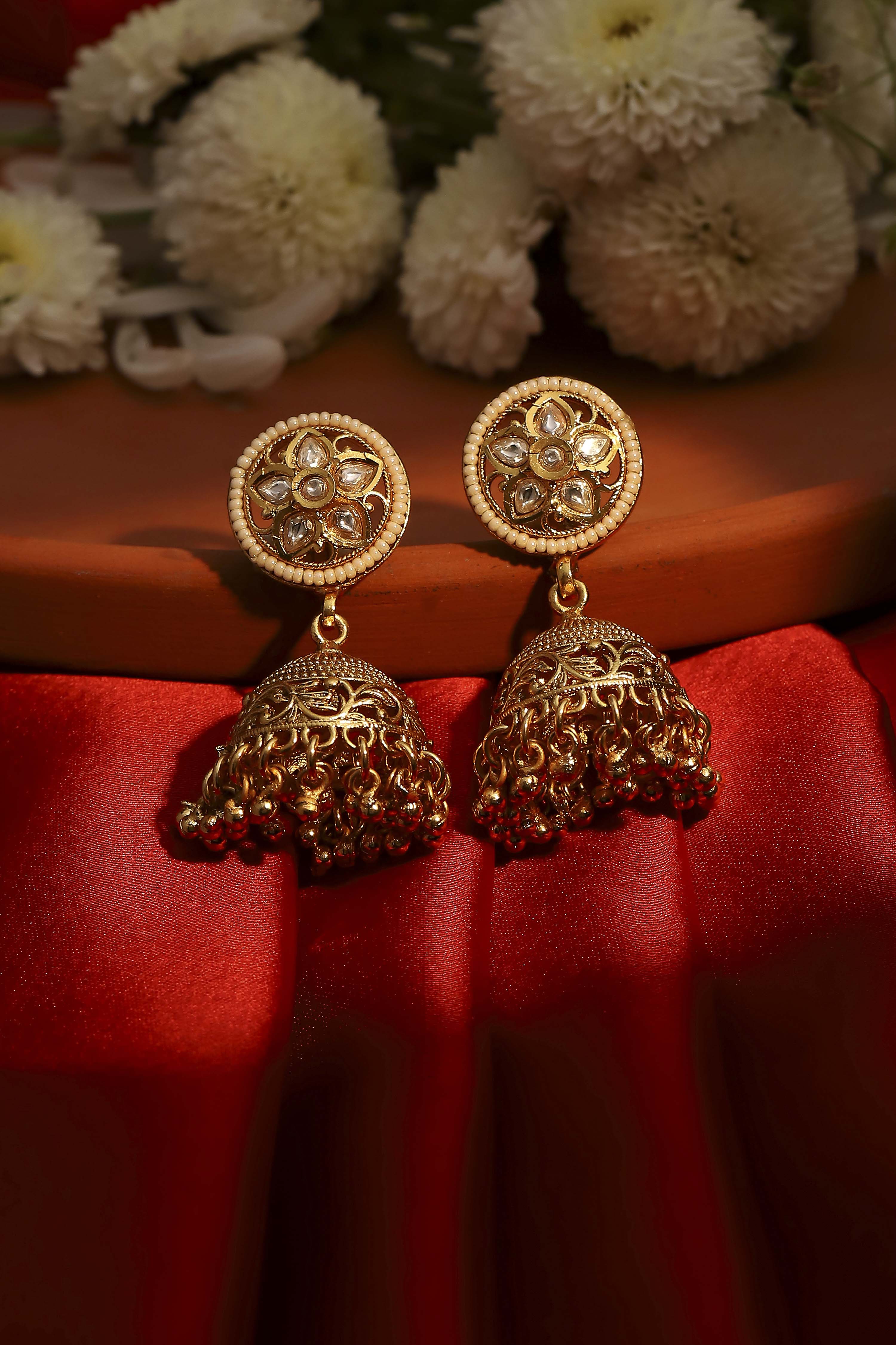 Gold Stone Earrings image number 0
