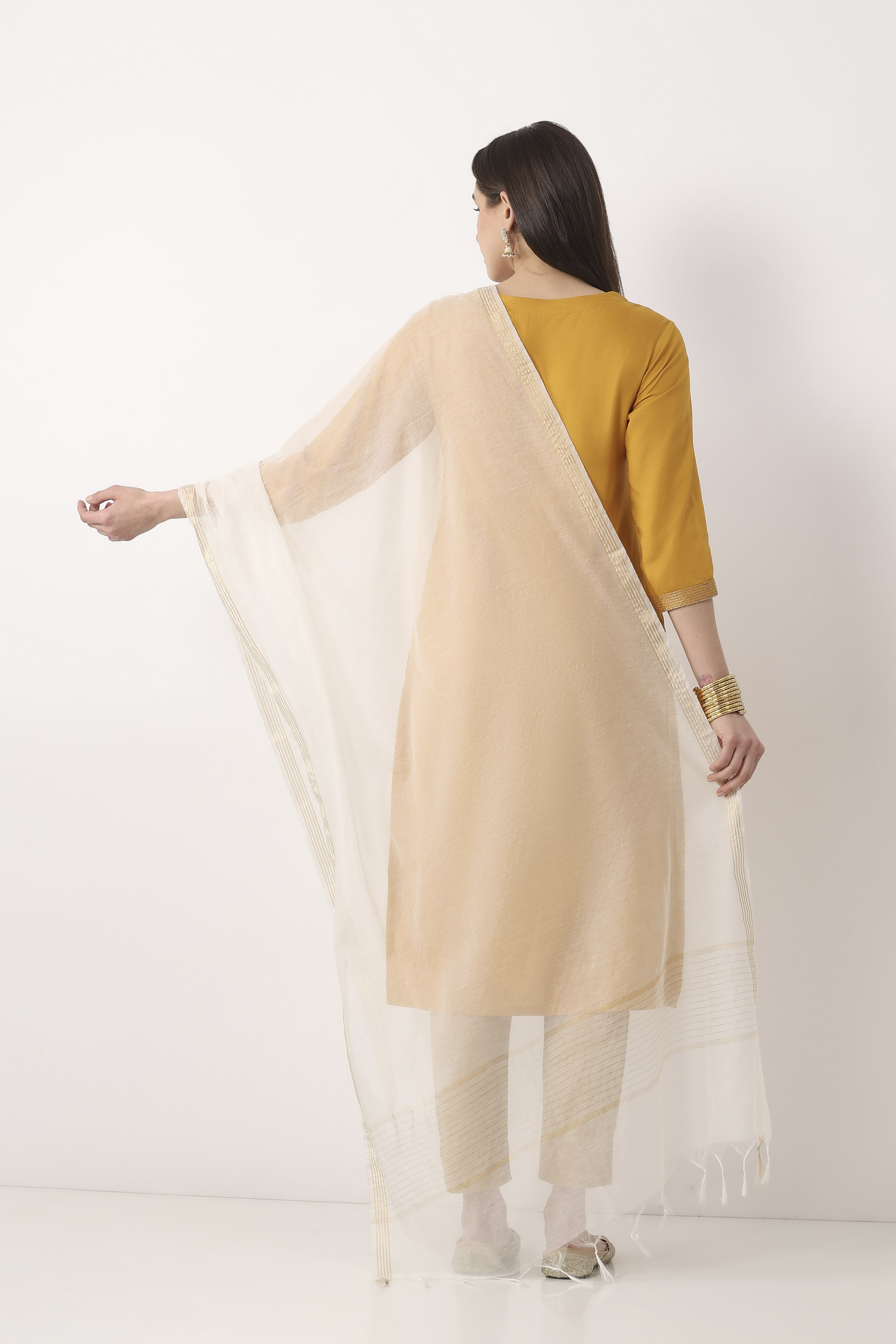 Off White Art Silk Dupatta image number 2
