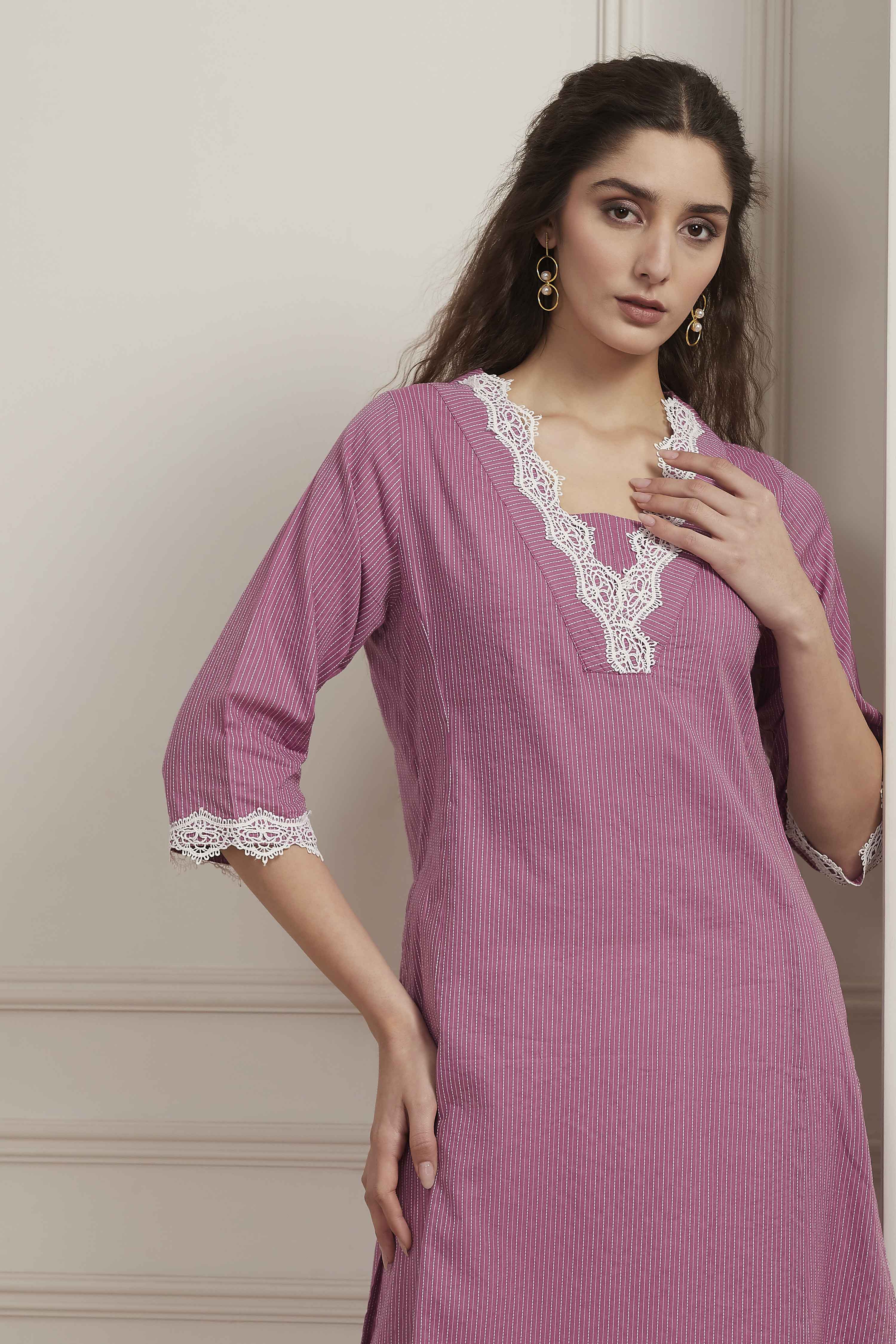 Blue Cotton Straight Kurta image number 6