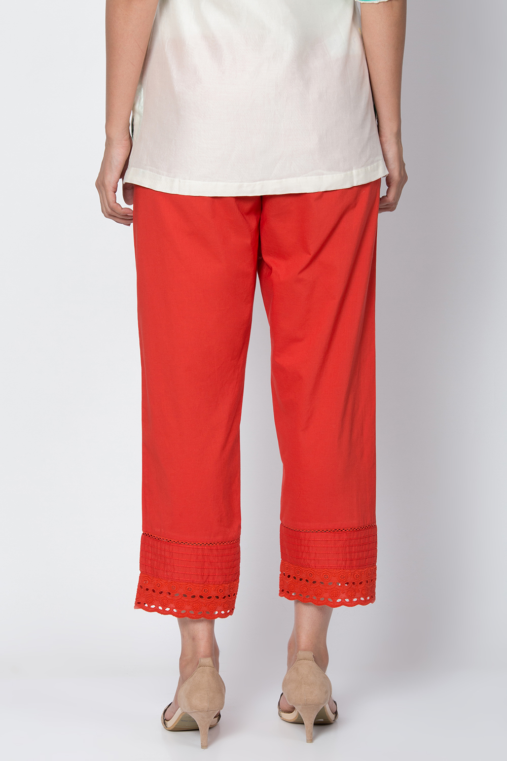 Red Cotton Solid Pant image number 5