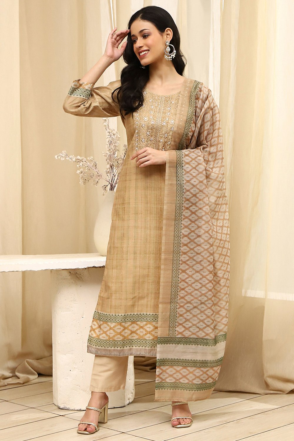 Pink Cotton Machine-Embroidered Unstitched Suit Set image number 7