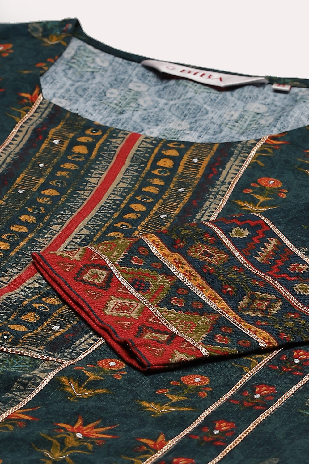 Rust LIVA Straight Printed Kurta image number 1
