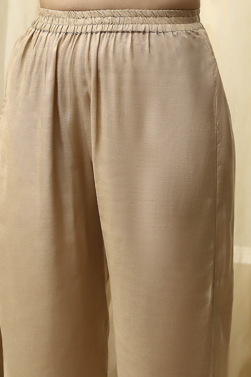 Beige Chanderi Jamdani Unstitched Suit Set image number 4