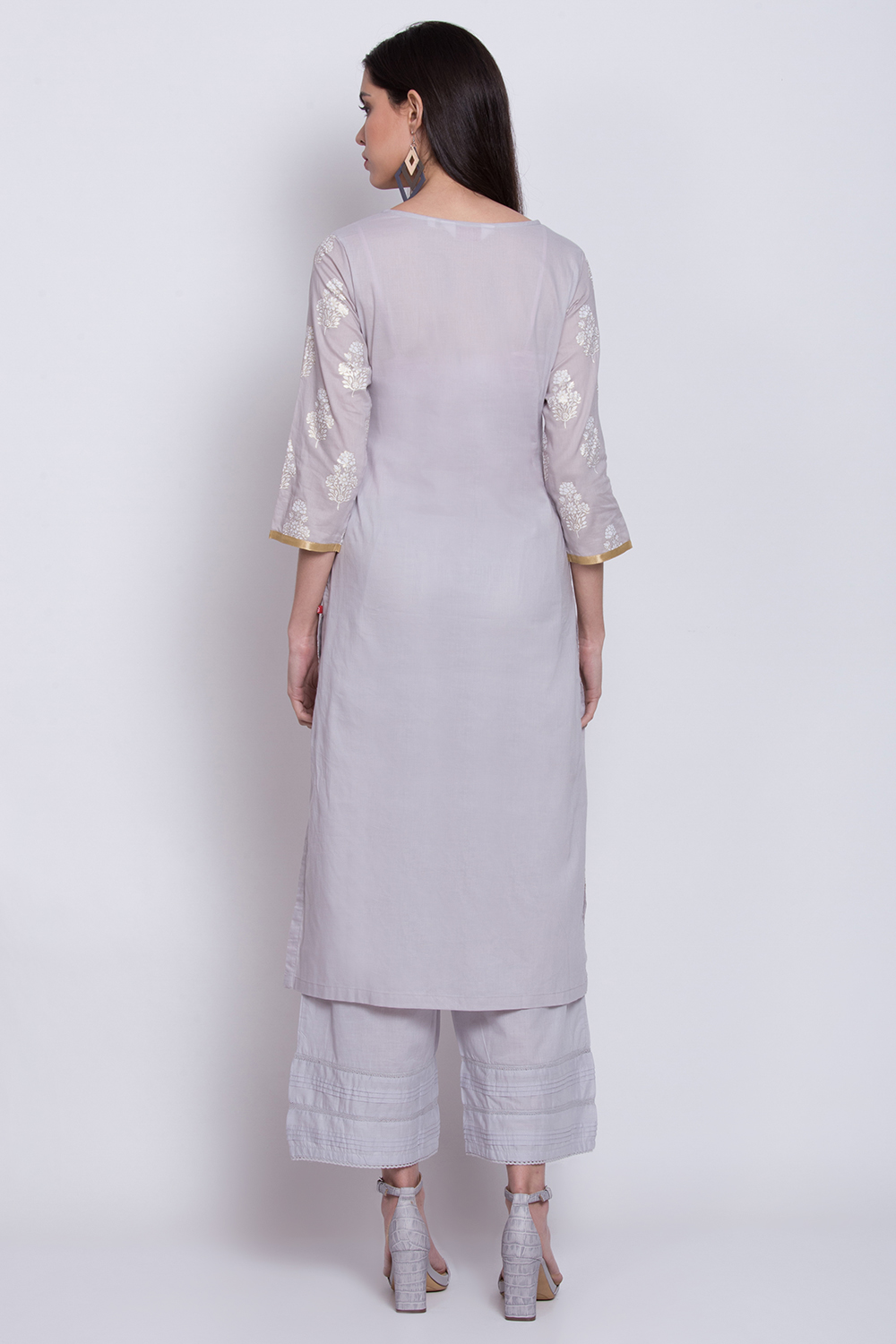Lime Yellow Cotton Straight Printed Kurta image number 5