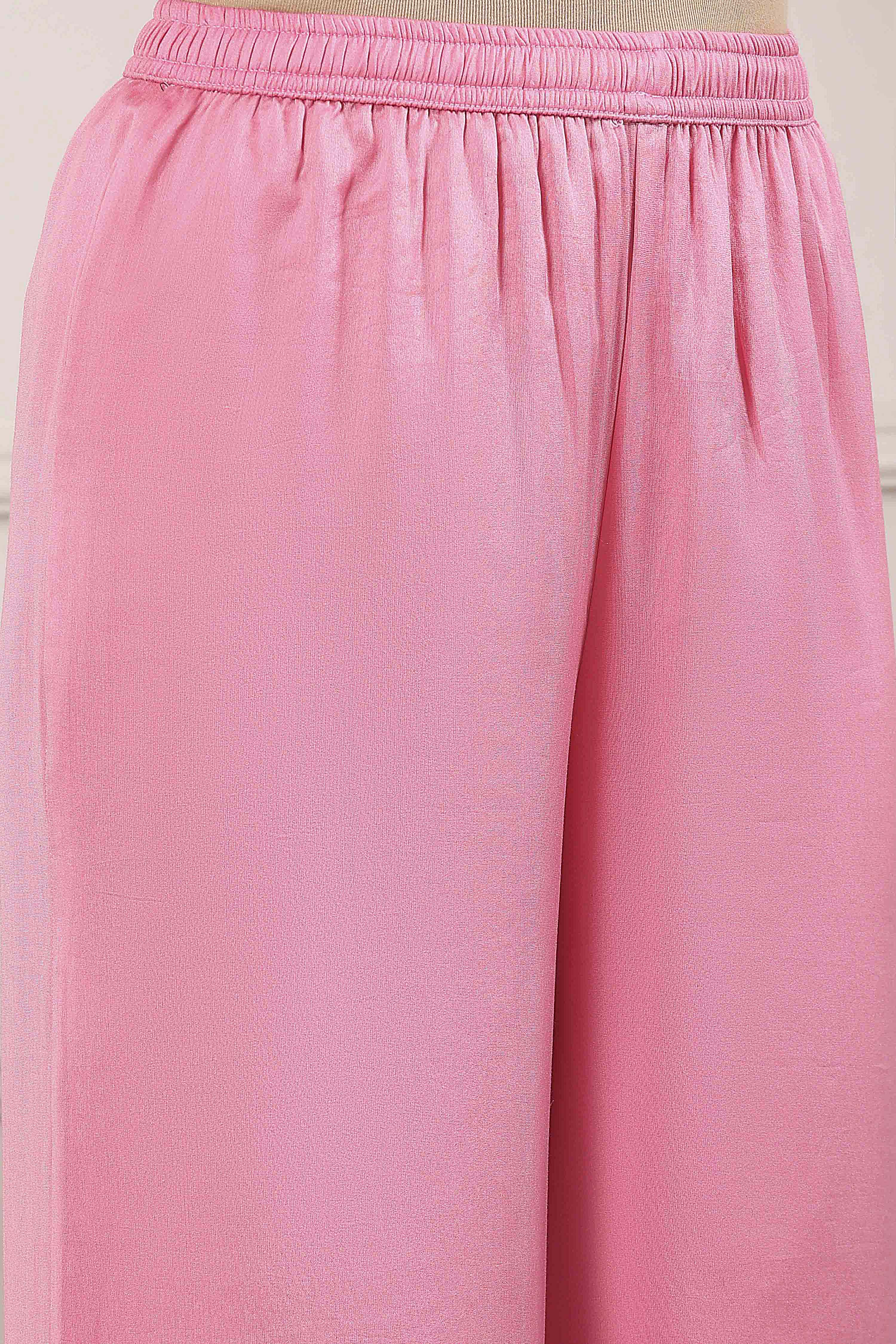 Rose Pink Cotton Silk Embroidered Anarkali Suit Set image number 2