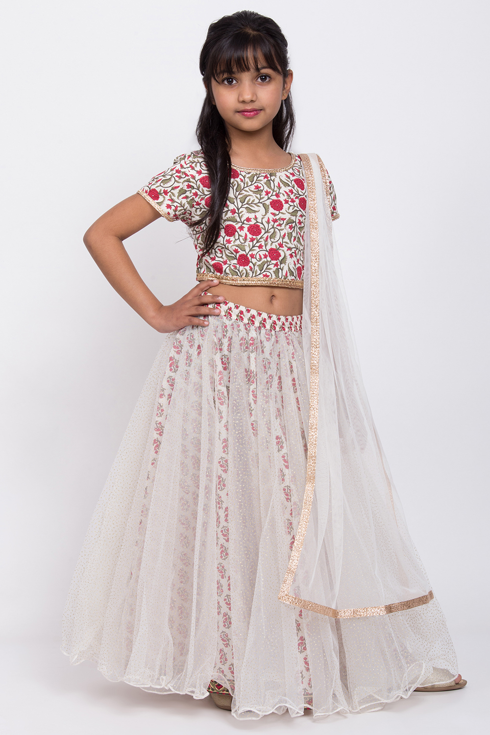 White Floral Lehenga Set image number 4