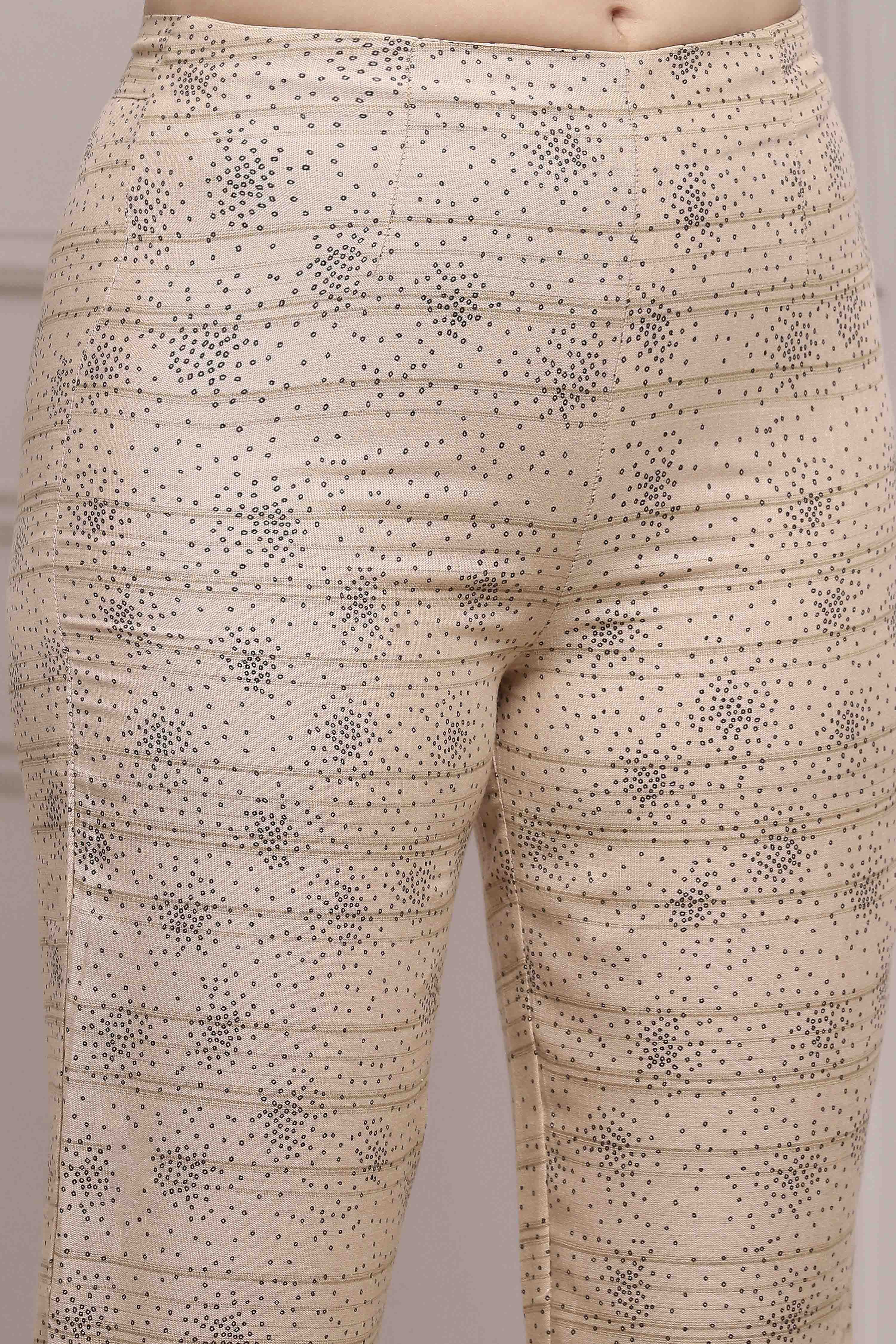 Beige Rayon Pants image number 1