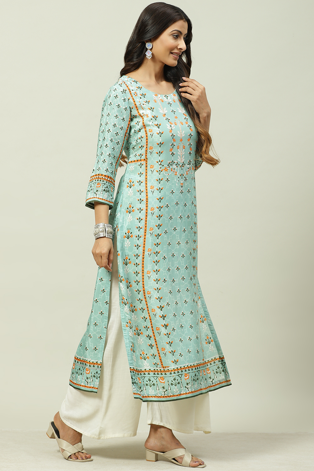 Pink Art Silk Straight Kurta image number 3