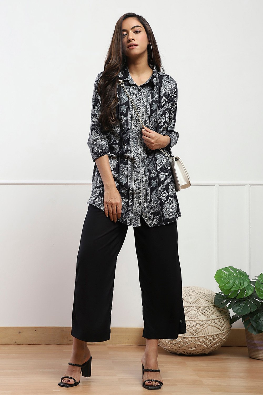 Black Rayon Palazzo image number 0