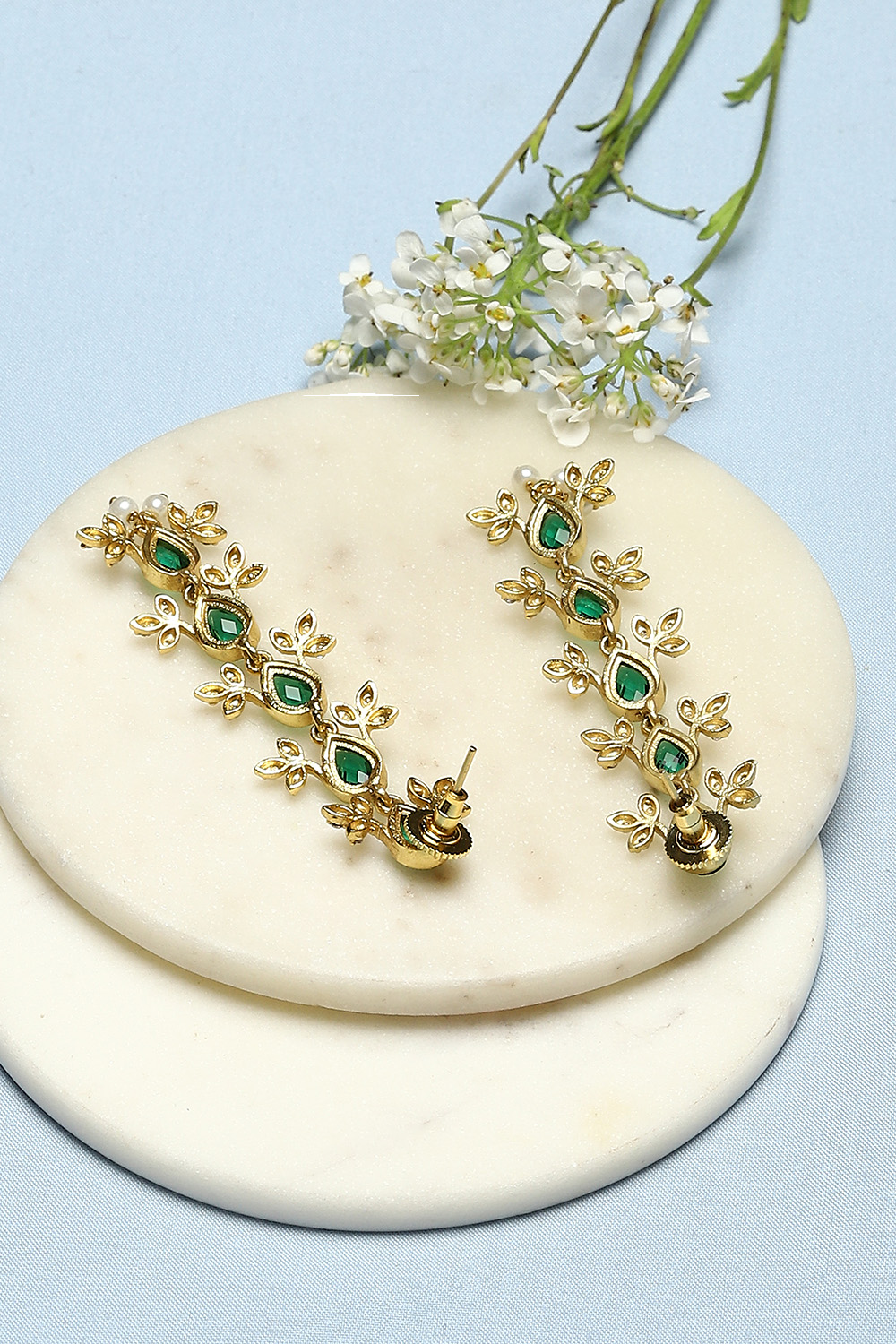 Green Brass Earrings image number 2