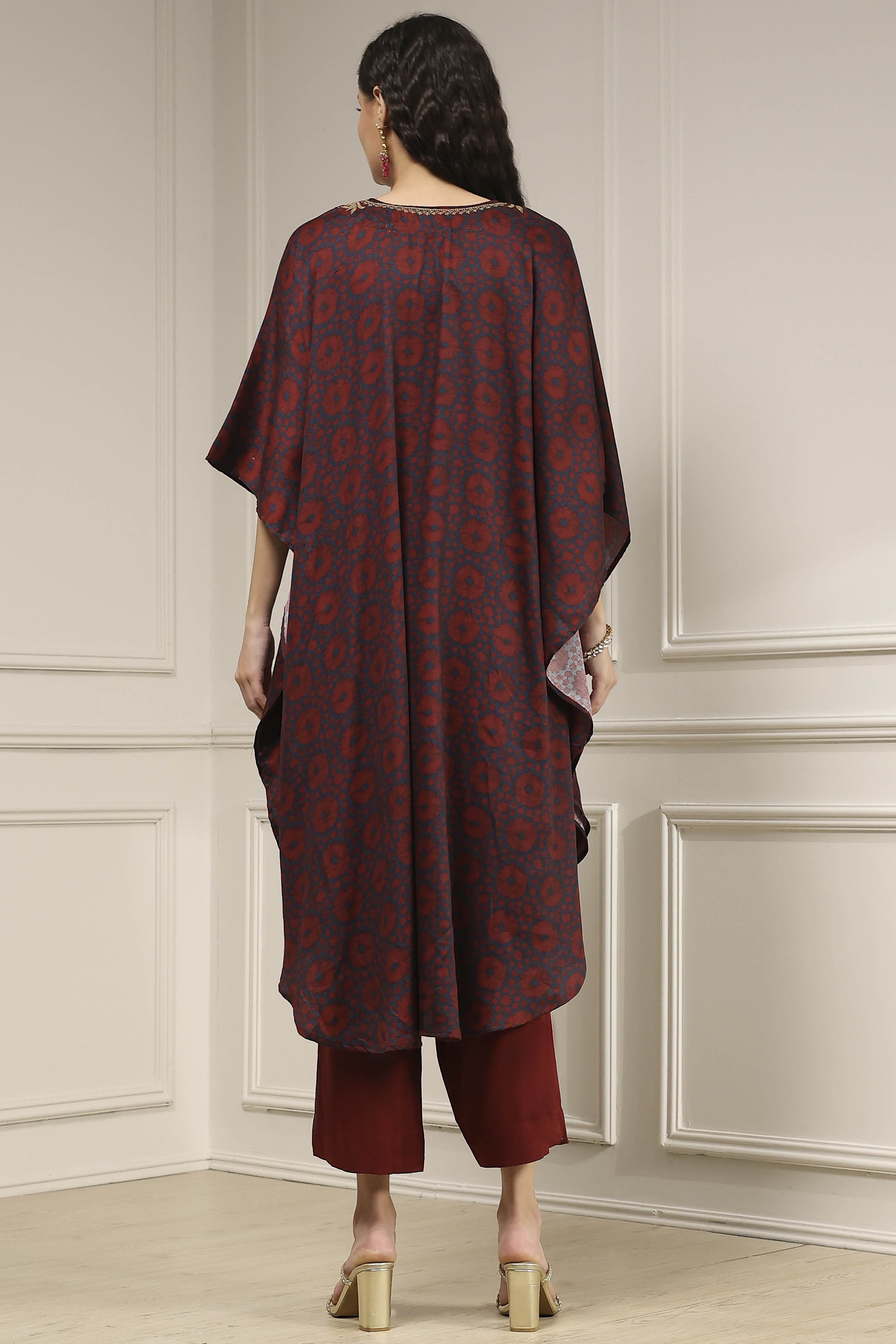 Blue-Brown Satin Printed Fusion Set image number 4