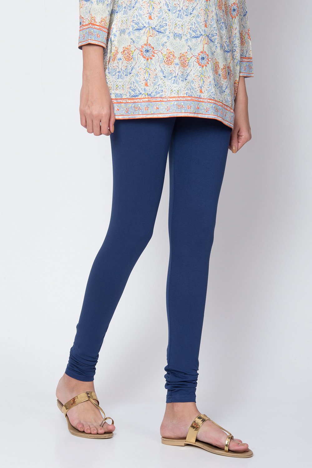 Fuschia Cotton Blend Solid Churidar image number 0