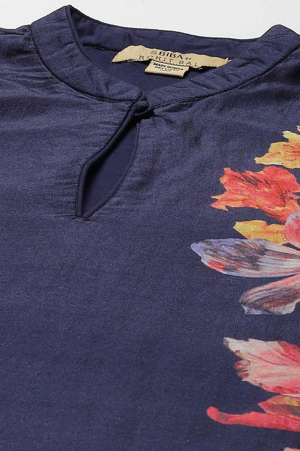 Indigo Cotton Silk Straight Printed Suit Set image number 1