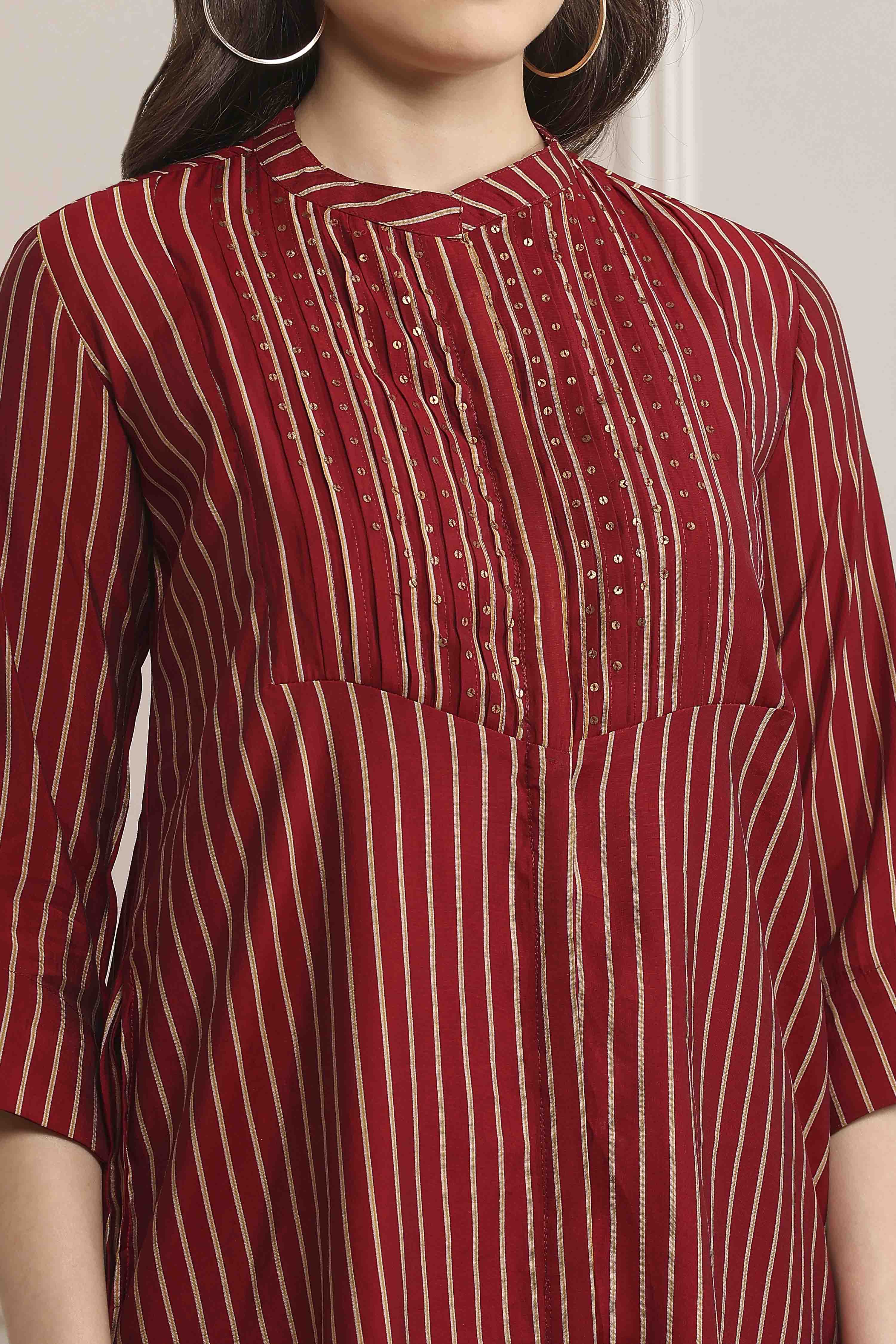 Red Poly Viscose Printed Kurta Set image number 1