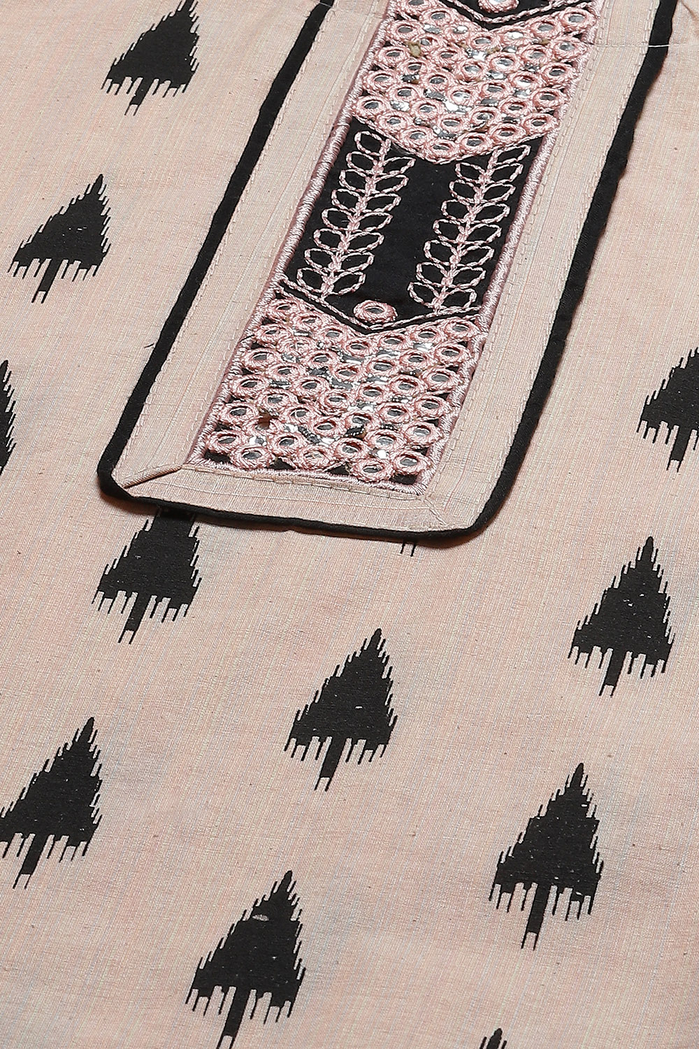 Peach Cotton Unstitched Suit Set image number 1