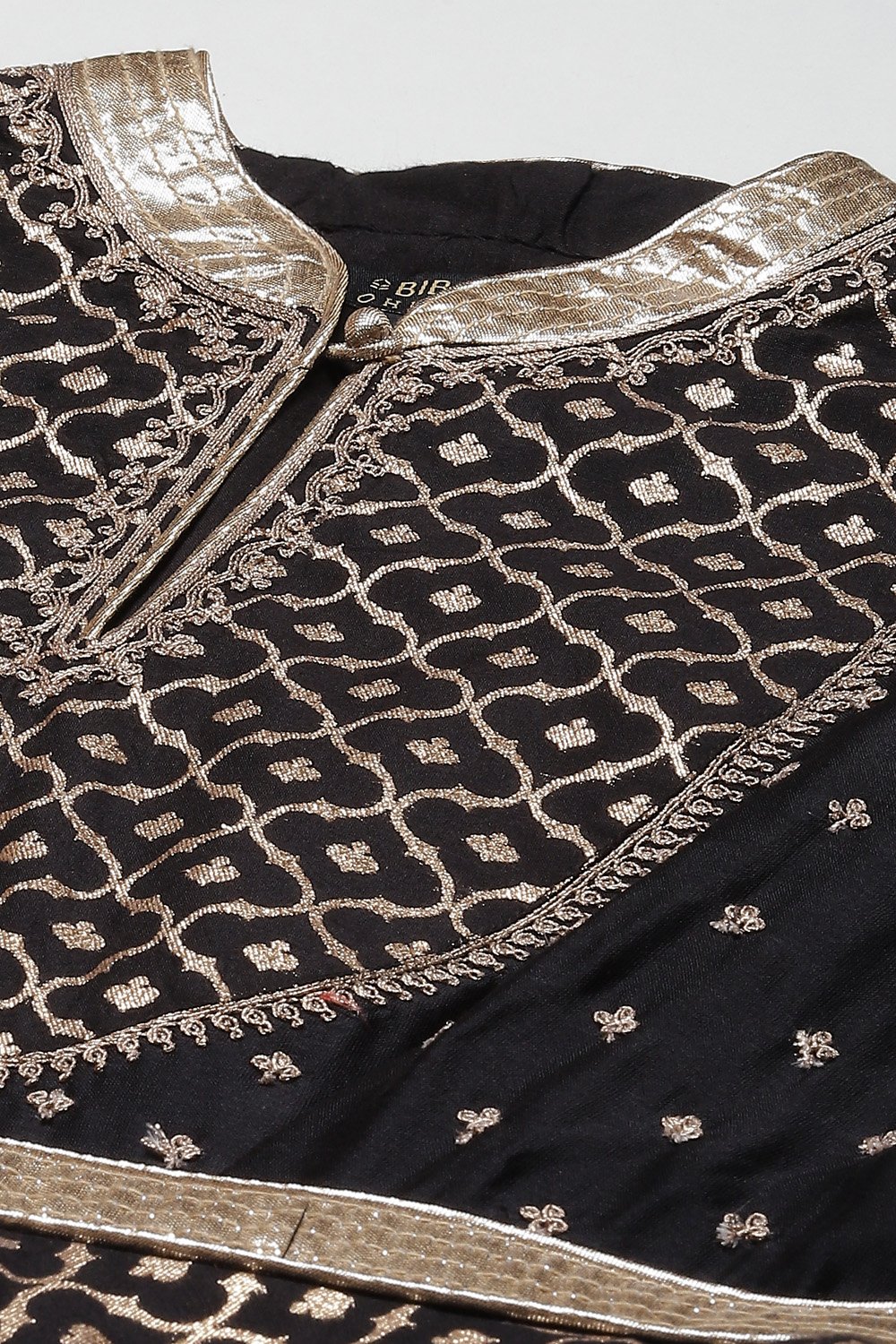 Rohit Bal Cream Cotton Silk Anarkali Yarndyed Suit Set image number 1