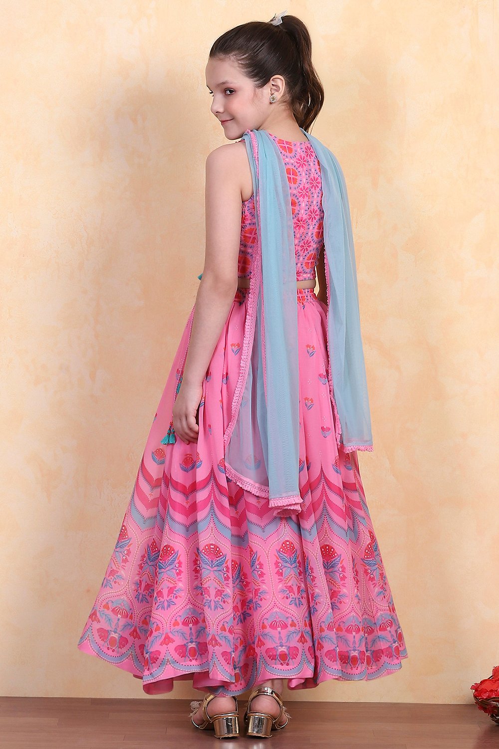 Pink Polyester Lehenga Set image number 5