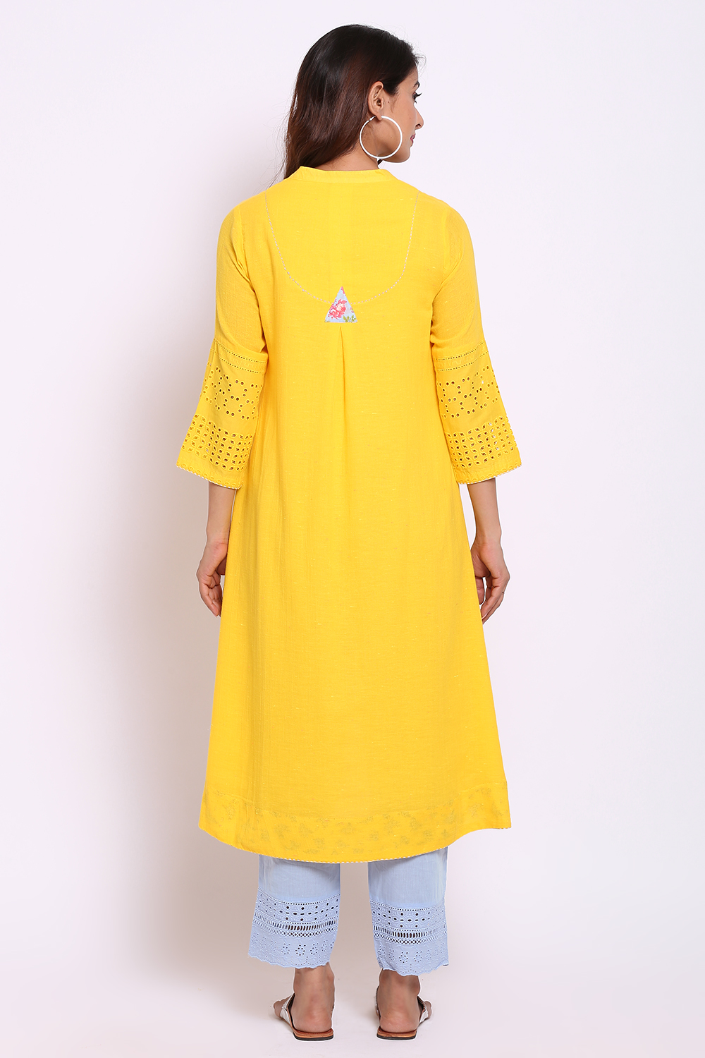 Pink Cotton A-Line Kurta image number 5
