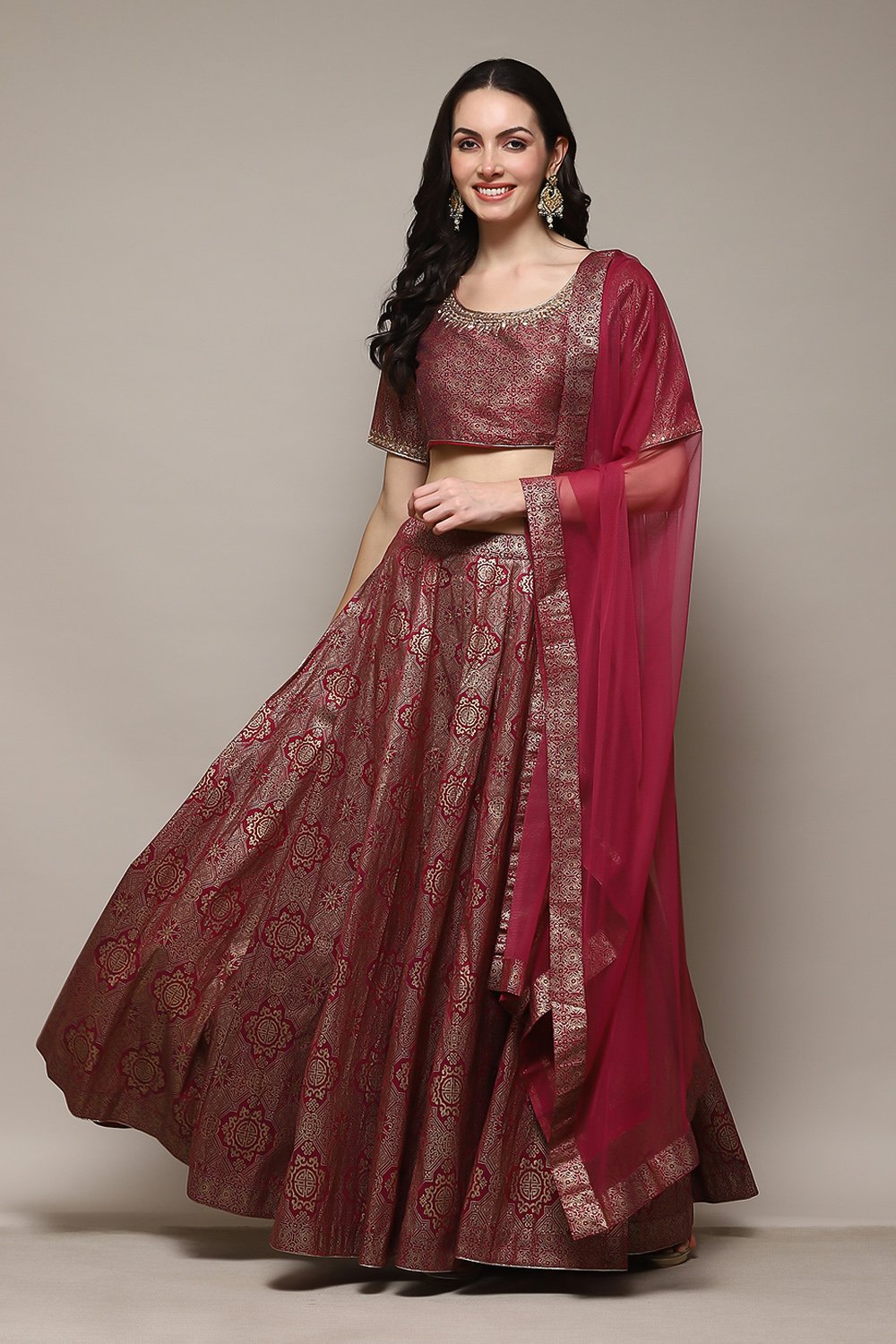 Navy Blue Polyester Straight Kurta Lehenga Set image number 7