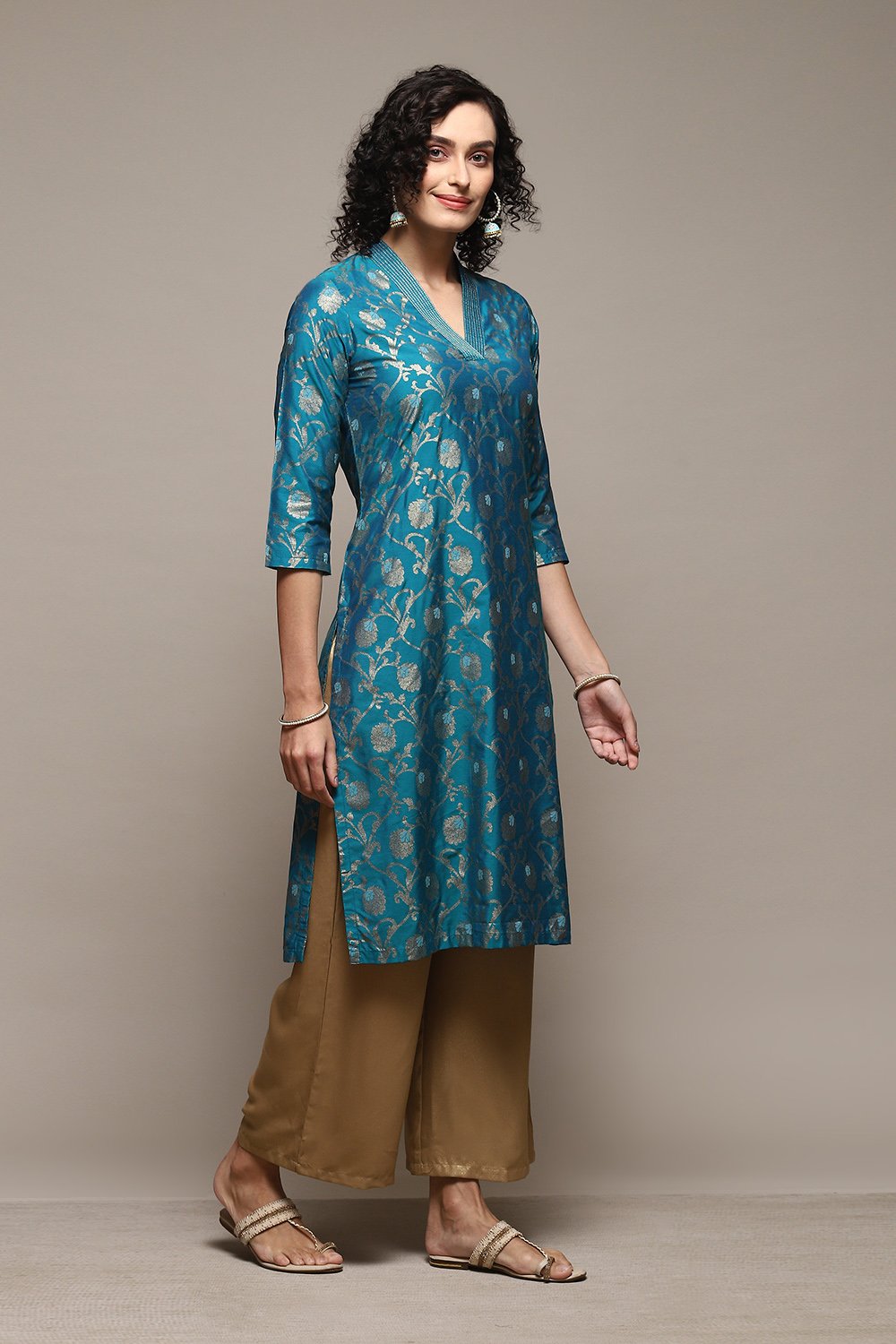 Red Poly Viscose Straight Printed Kurta image number 3