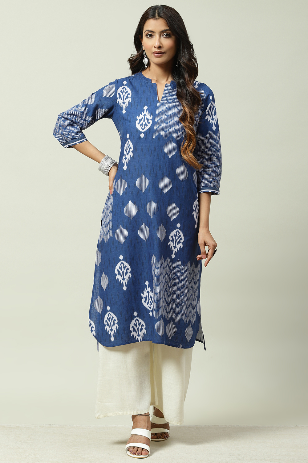 Red Cotton A Line Kurta image number 3