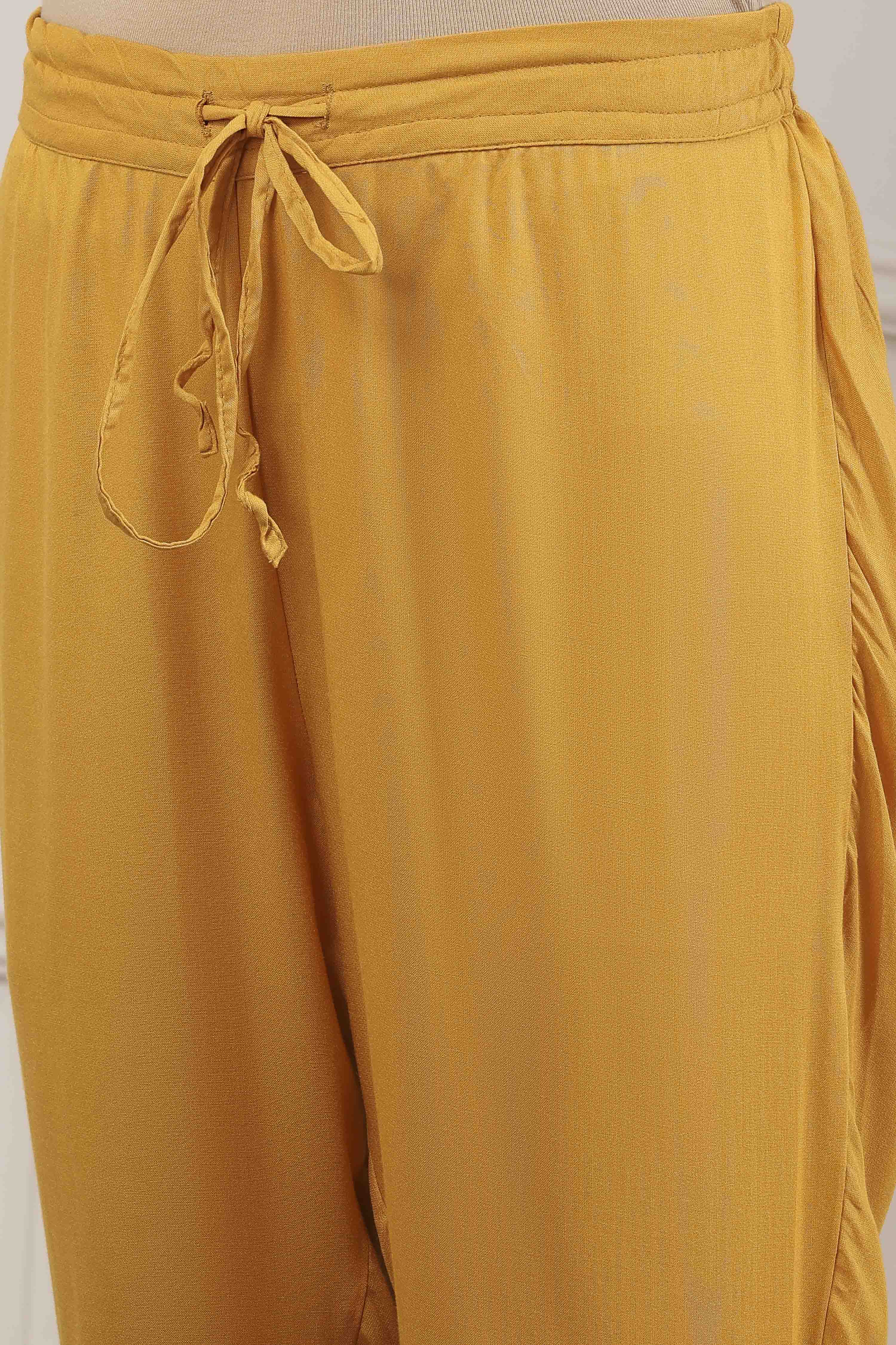 Yellow Viscose Rayon Straight Suit Set image number 2