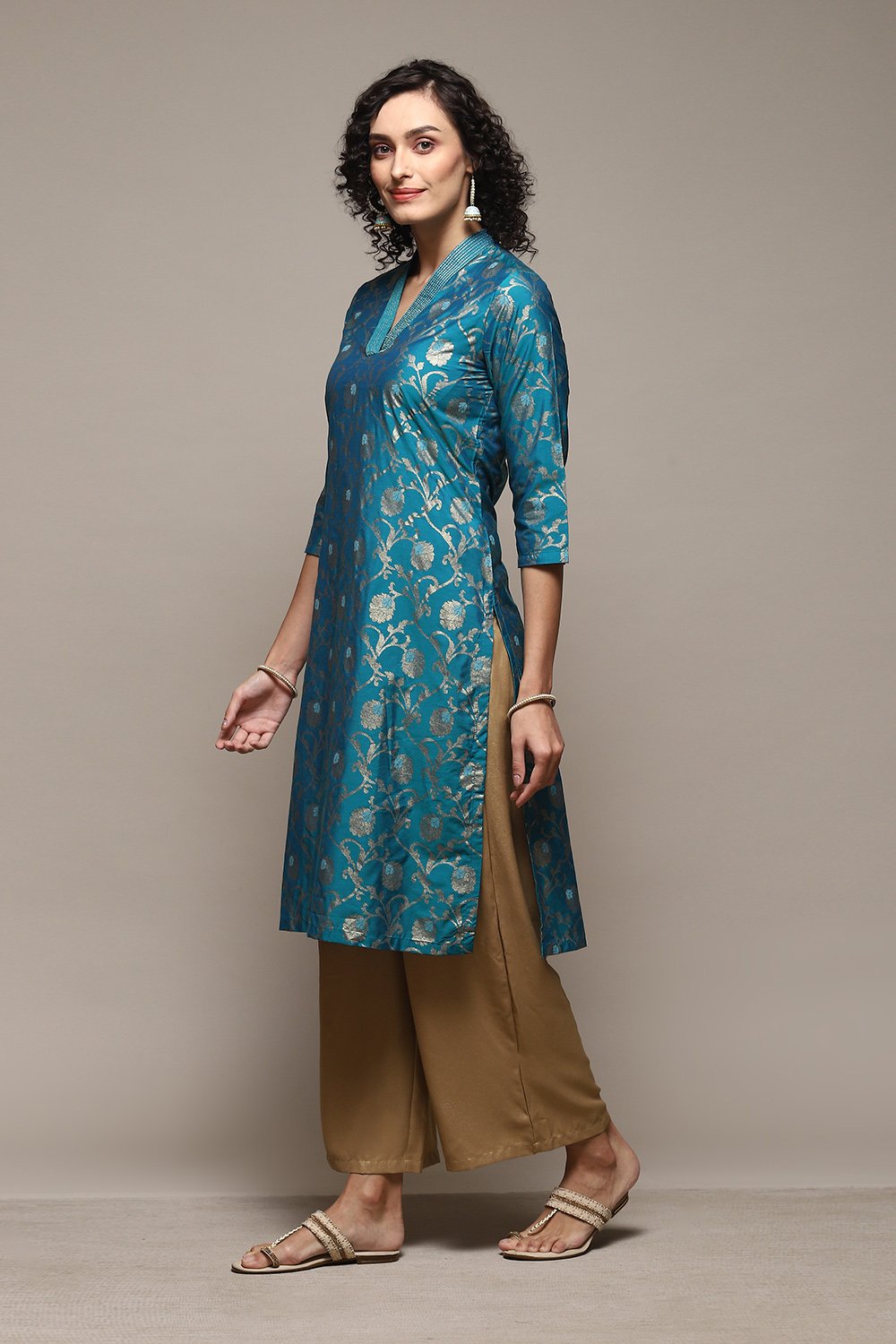 Red Poly Viscose Straight Printed Kurta image number 2