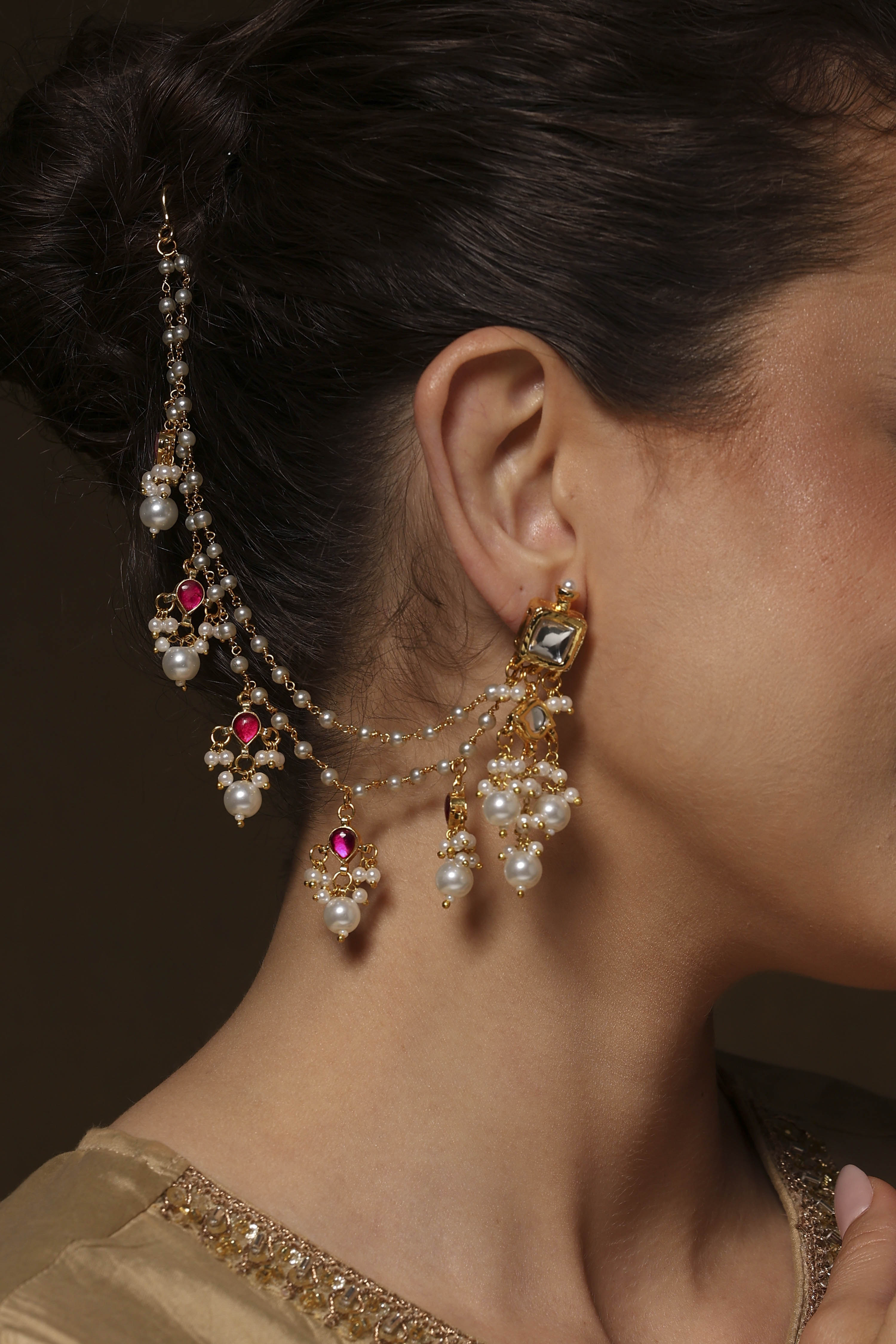 Red Brass Drop & Danglers image number 1