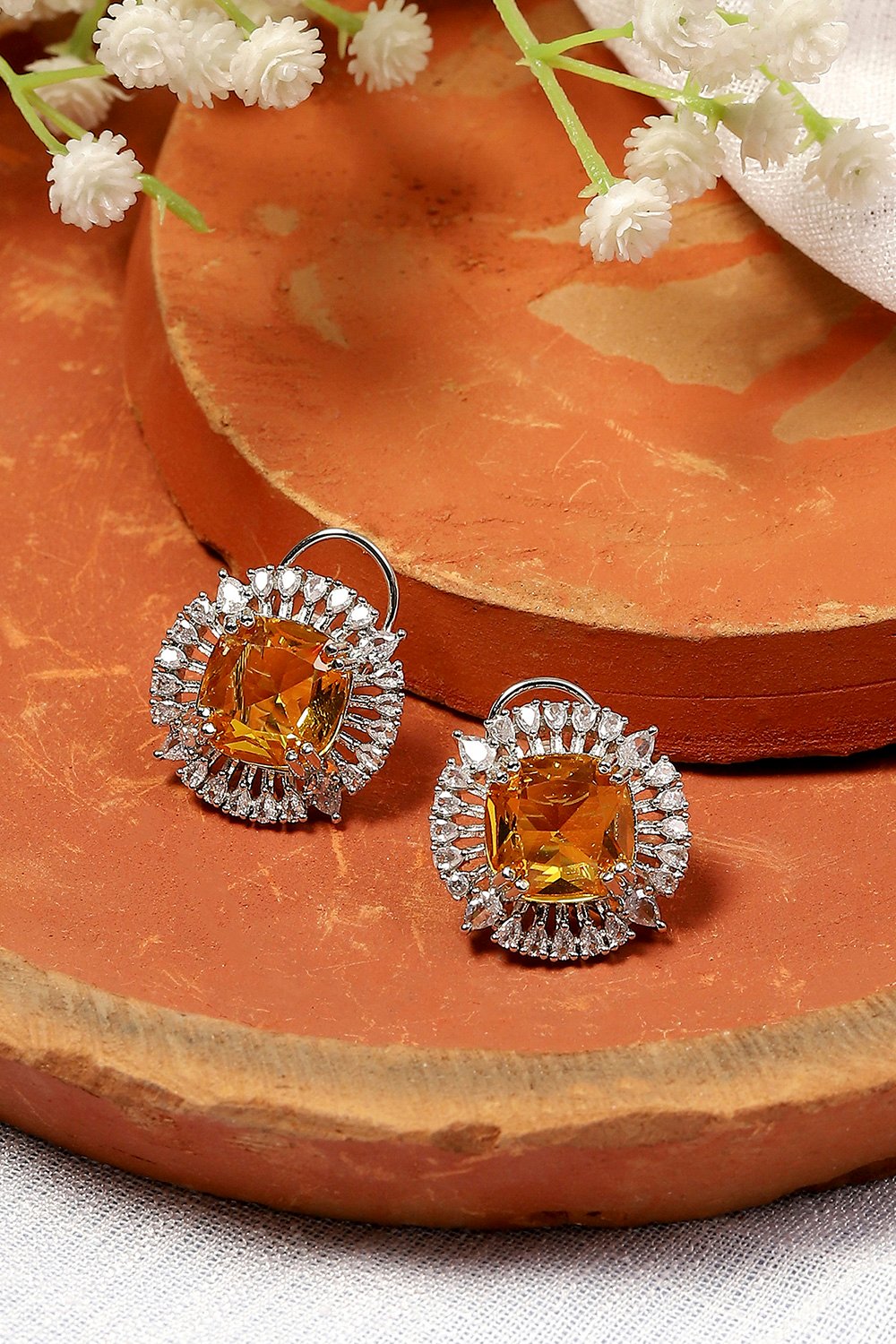 Yellow Silver-Plated Circular Studs image number 0