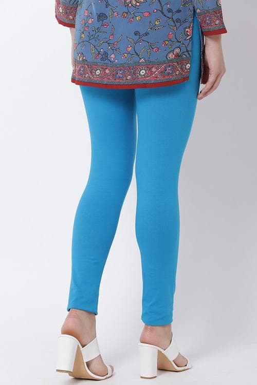 Off White Cotton Lycra Leggings image number 5