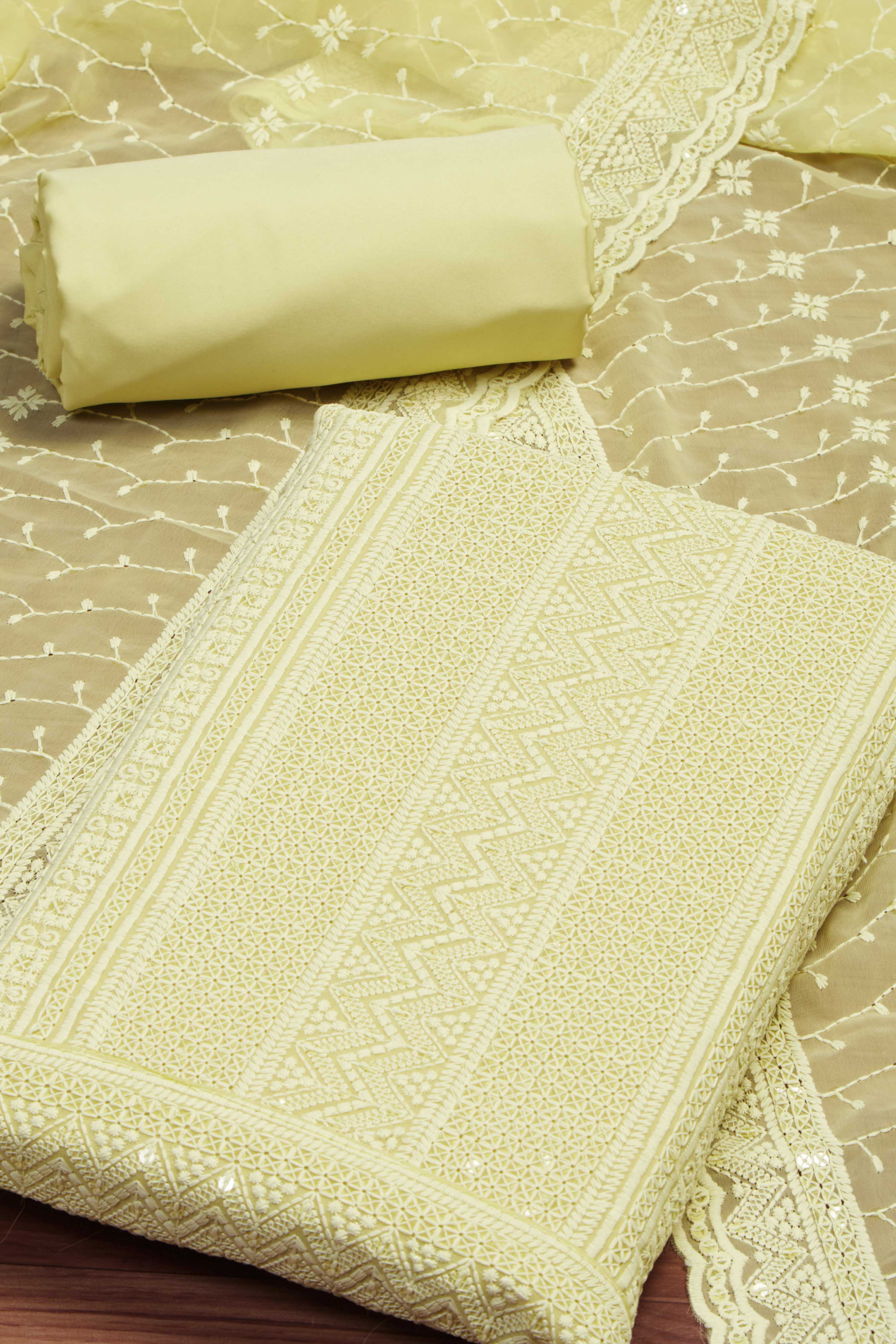 Pnk Georgette Unstitched Suit Set image number 1
