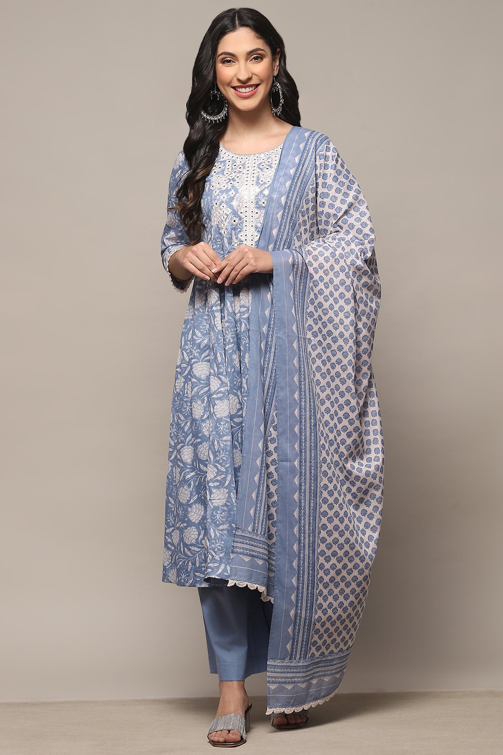 Pink Cotton Anarkali Suit Set image number 7