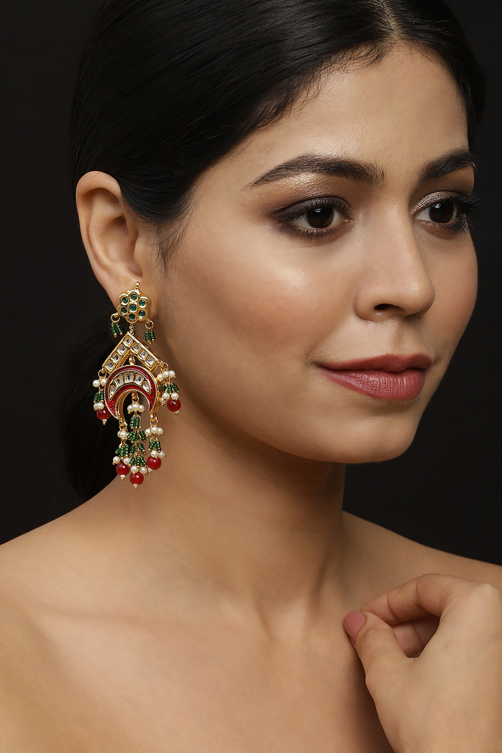 Pink and Green Earrings image number 1