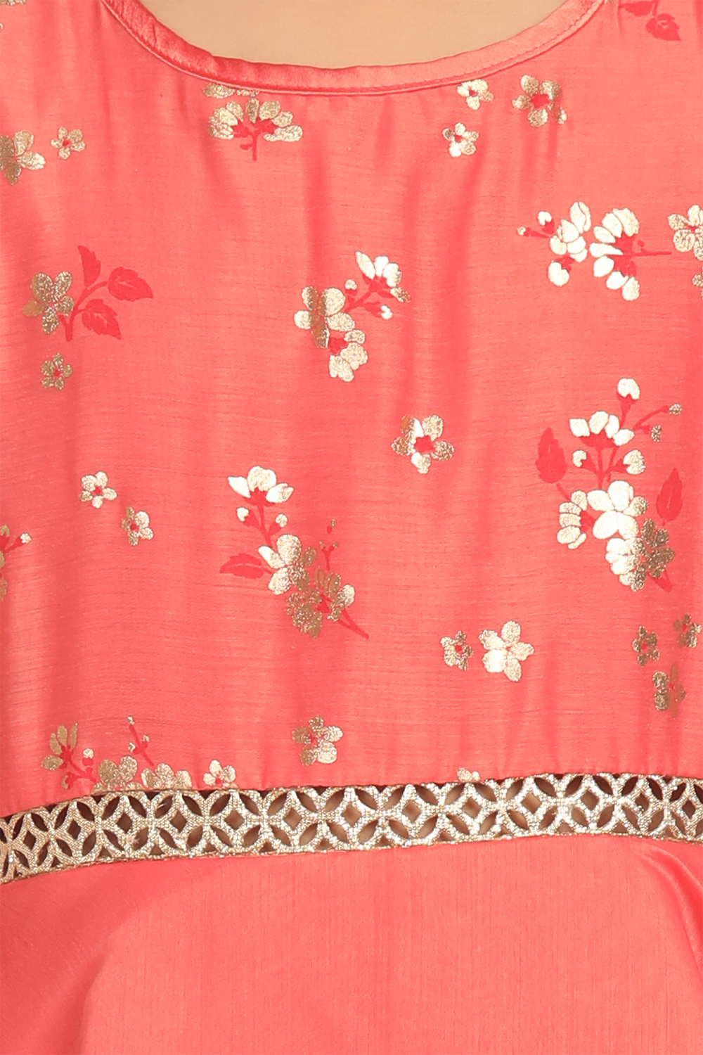 Coral Anarkali Art Silk Gown image number 1