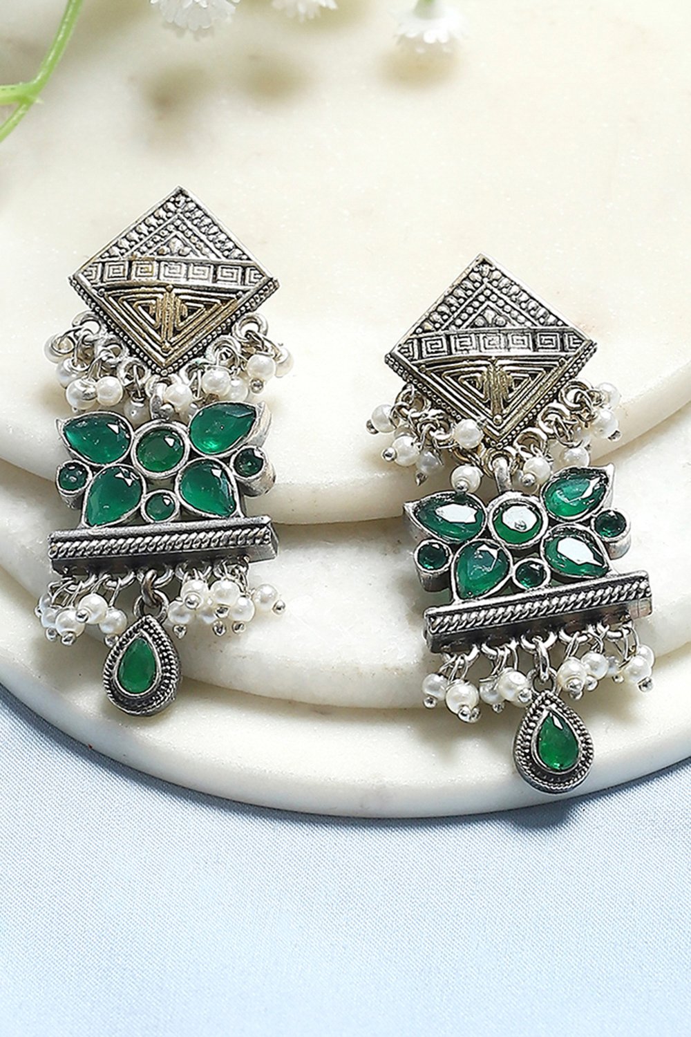 Green Brass Drop & Danglers image number 0
