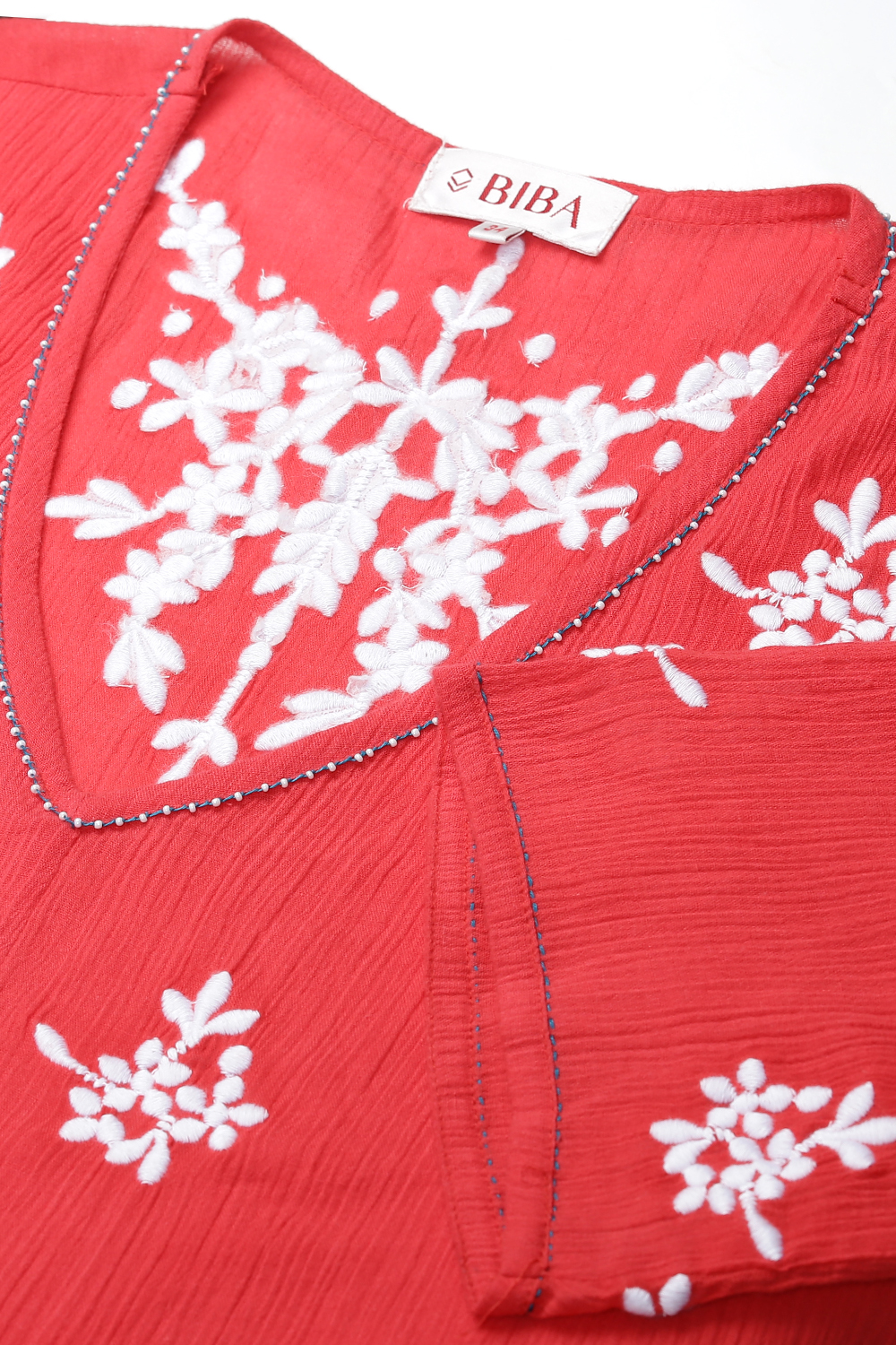Red Cotton A Line Fusion Wear Dress image number 1