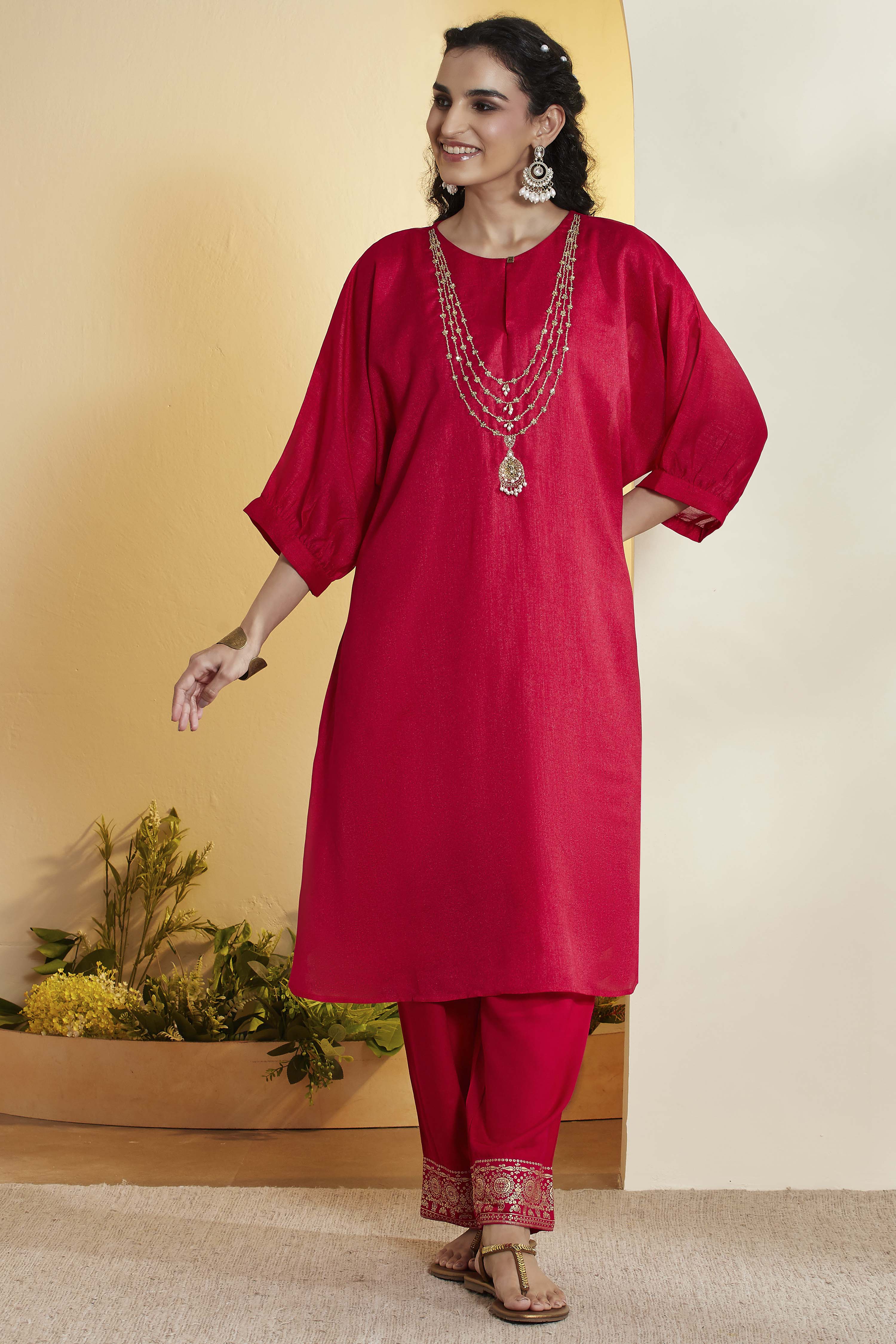 Royal Blue Yandyed Straight Kurta image number 6