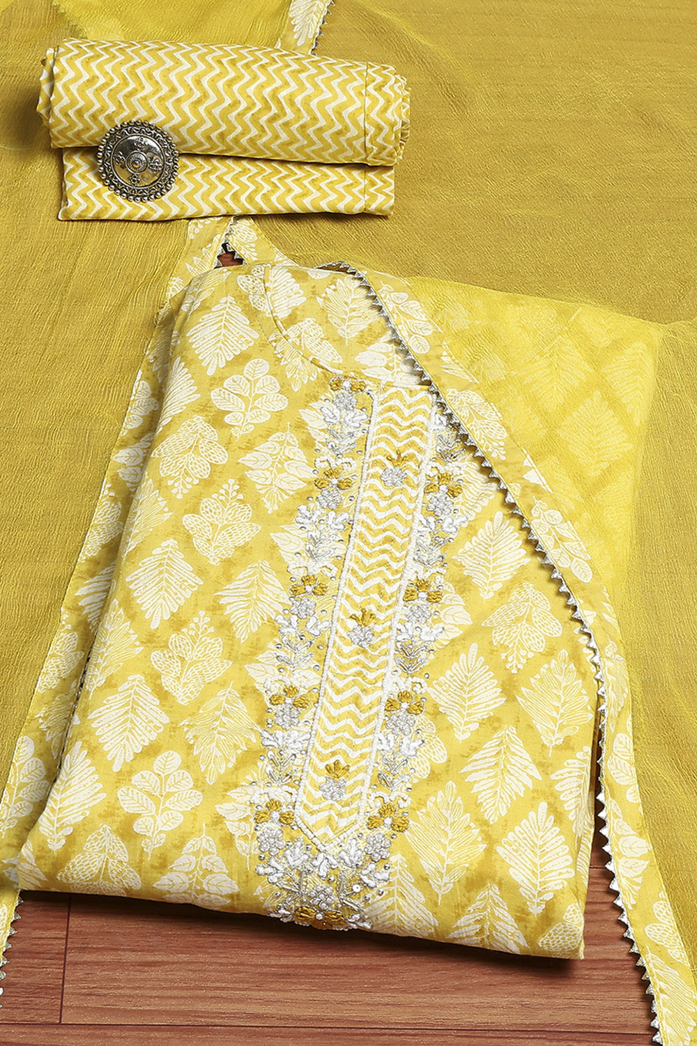 Coral Cotton Printed Embroidered Unstitched Suit Set image number 0