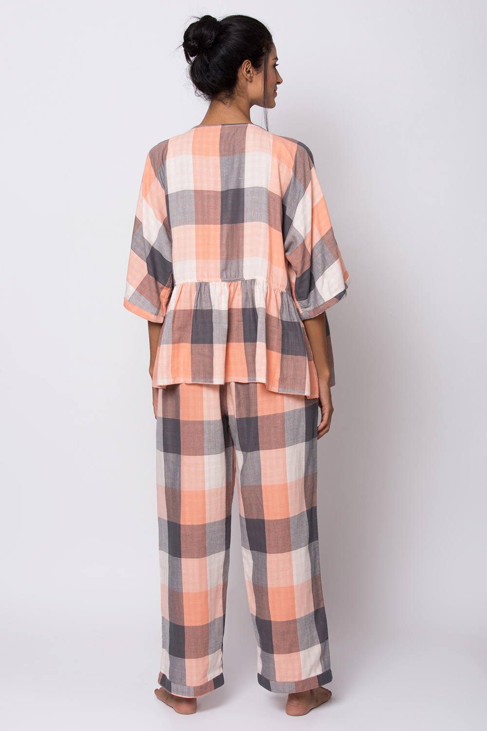 Peach Reversible Yarndyed Loungewear Set image number 6