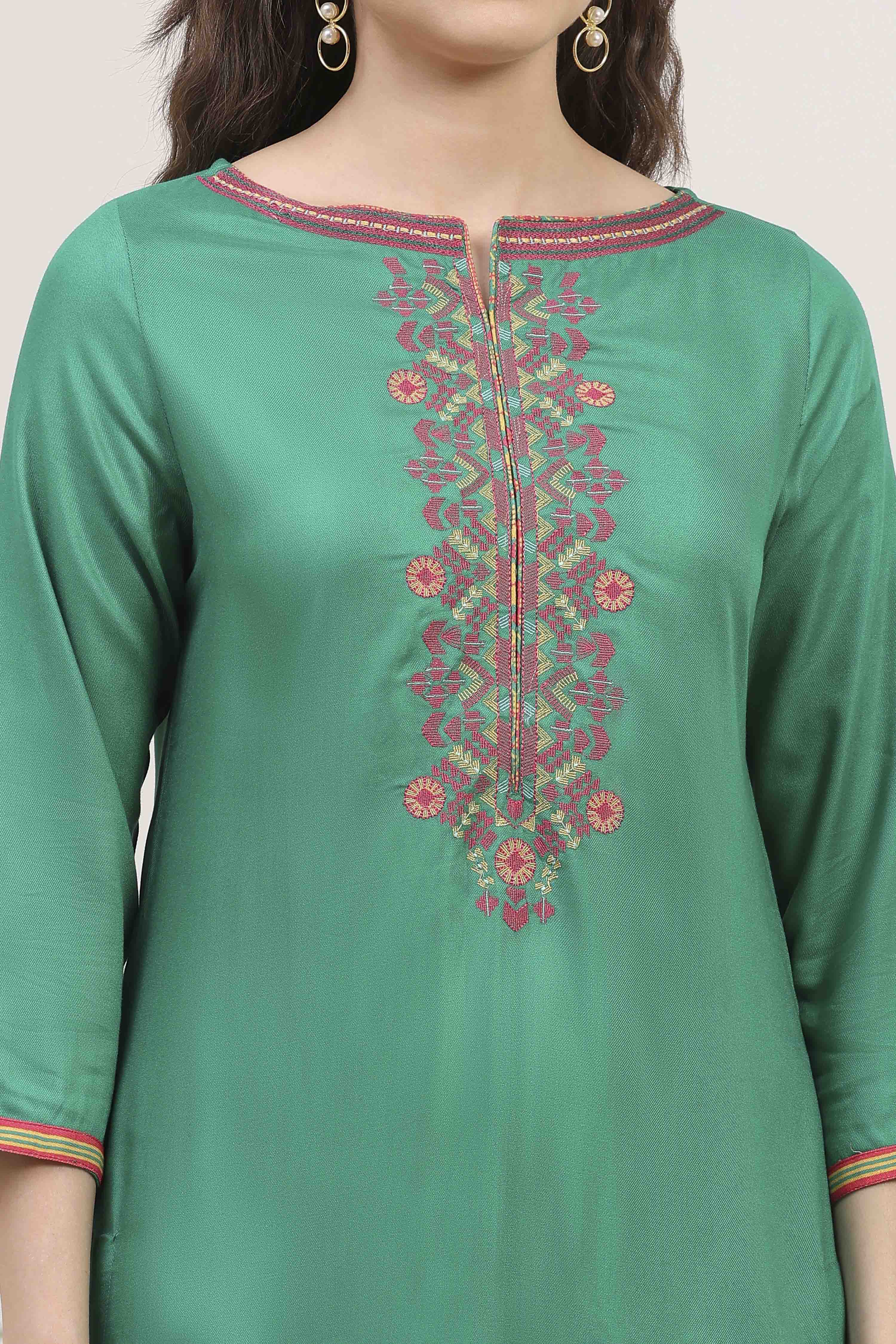 Blue Rayon Printed Straight Kurta image number 1