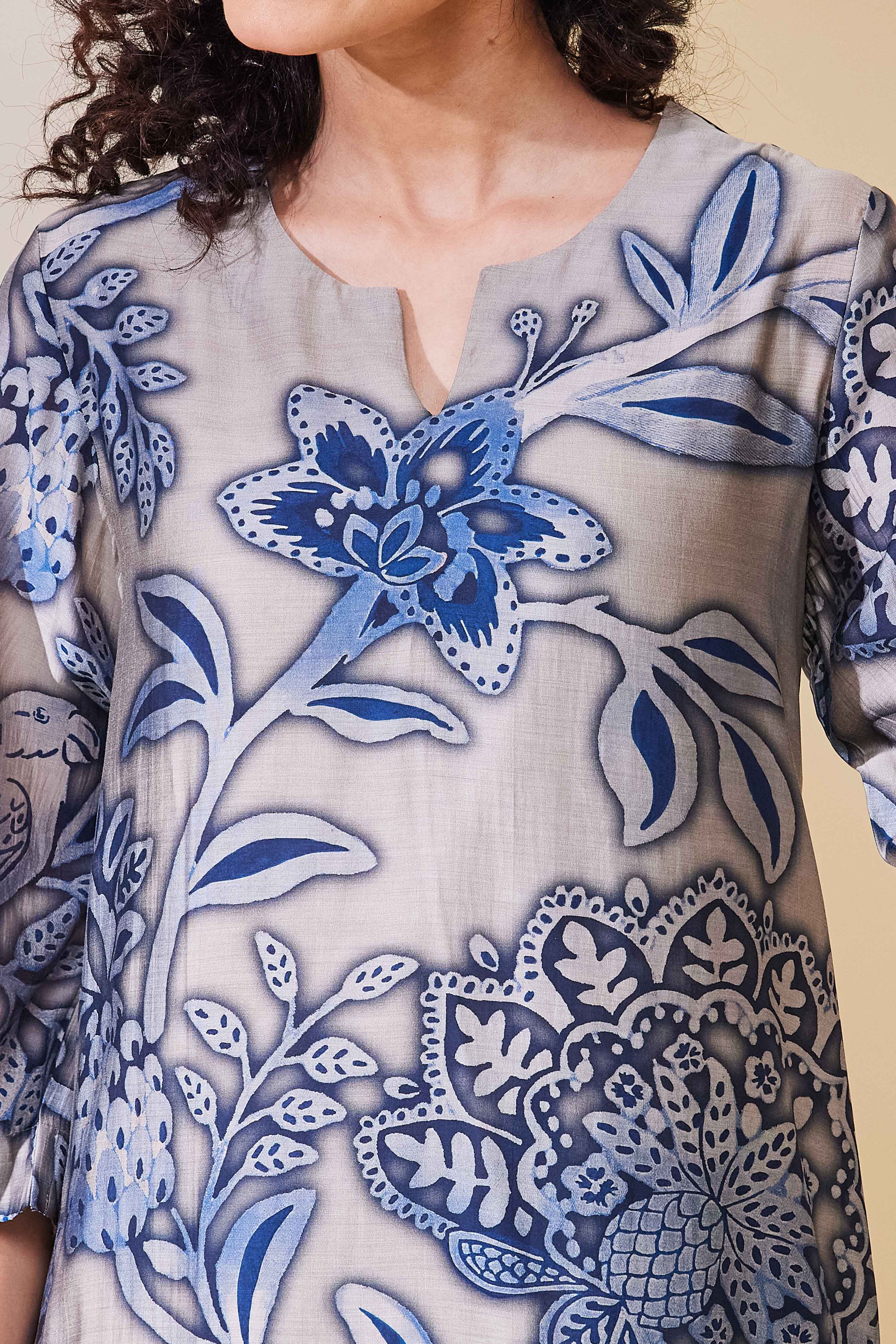 Blue Viscose Blend Straight Kurta Pants Set image number 1