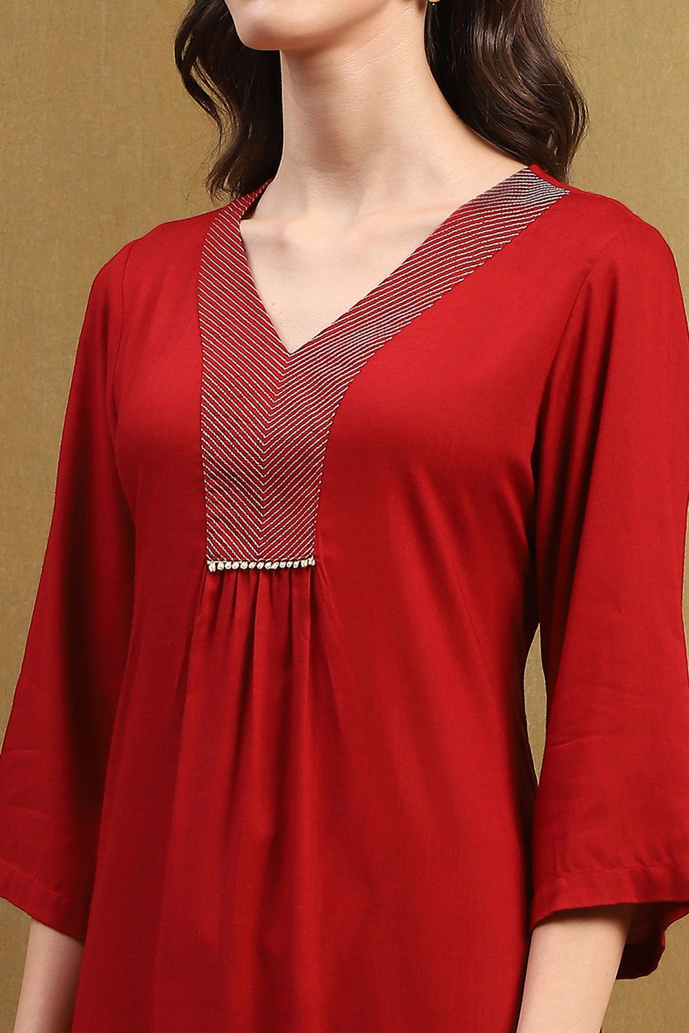 Bottle Green Solid Gathered Straight Kurta image number 1
