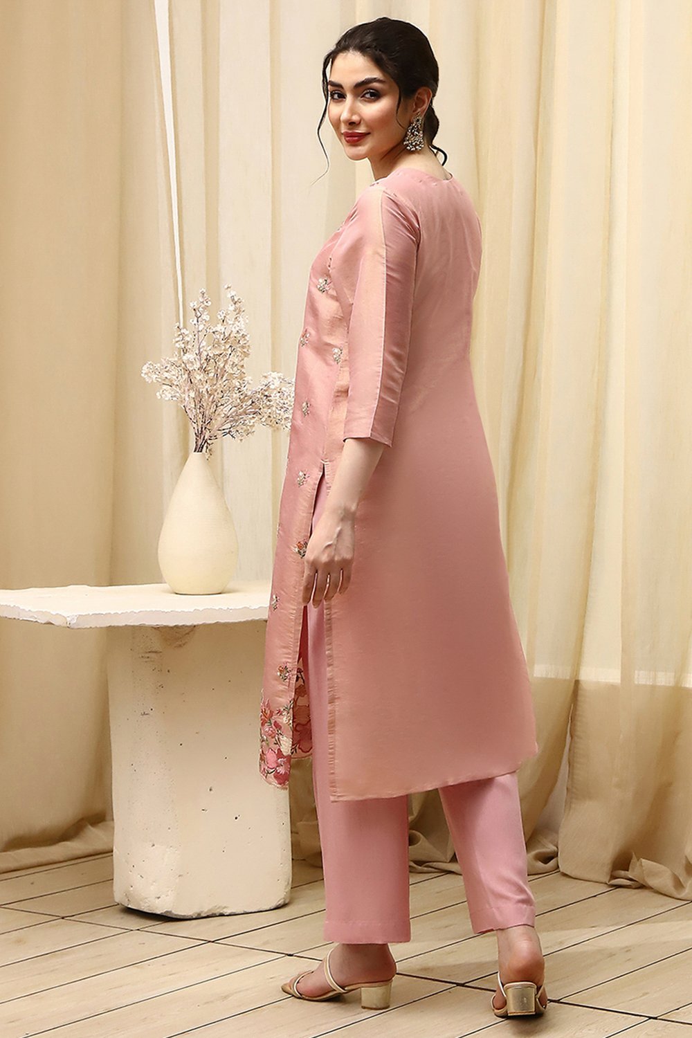 Coral Tissue Machine Embroidered Unstitched Suit Set image number 5