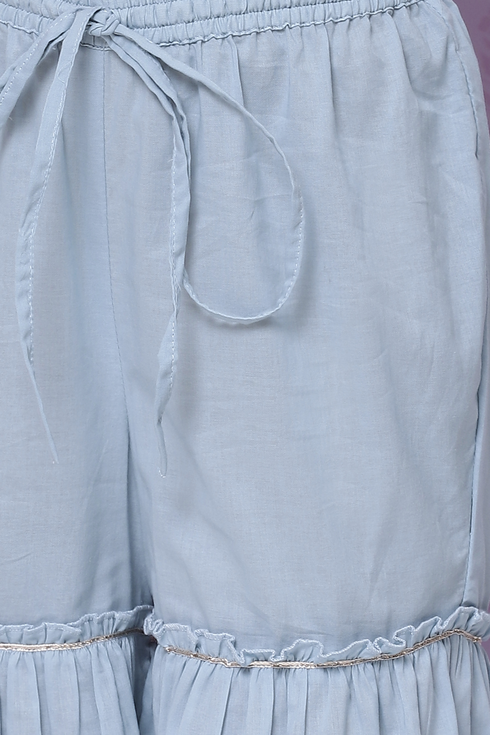 Powder Blue Cotton Girls Sharara Kurta Sharara Suit Set image number 3