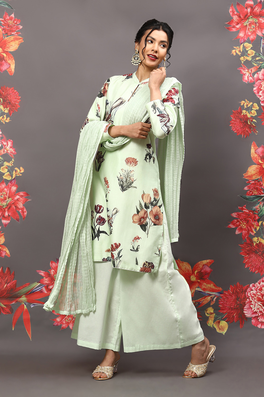 Rohit Bal Off White Cotton Blend Straight Kurta Suit Set image number 0