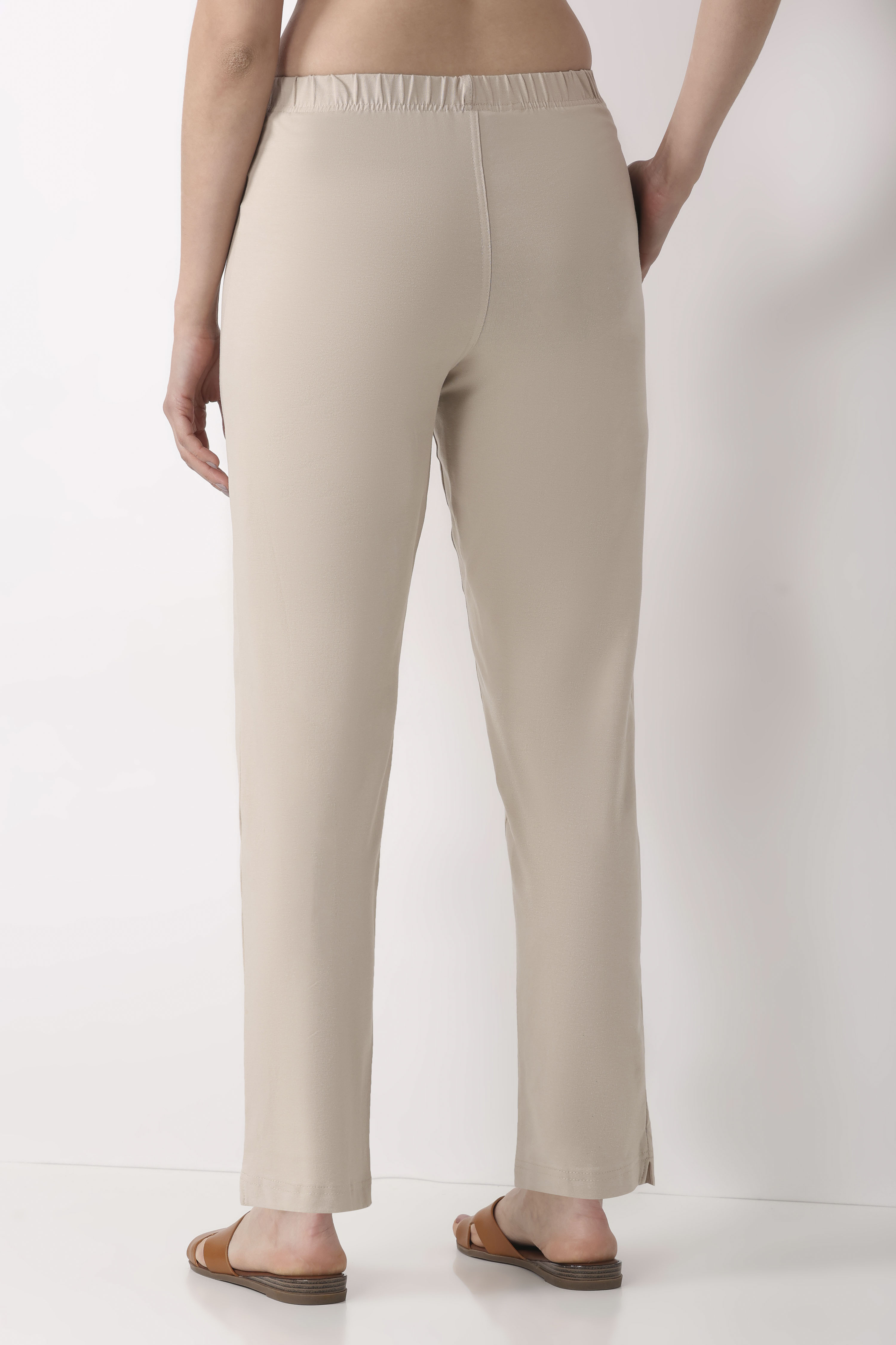 Black Cotton Lycra Fitted Pants image number 5