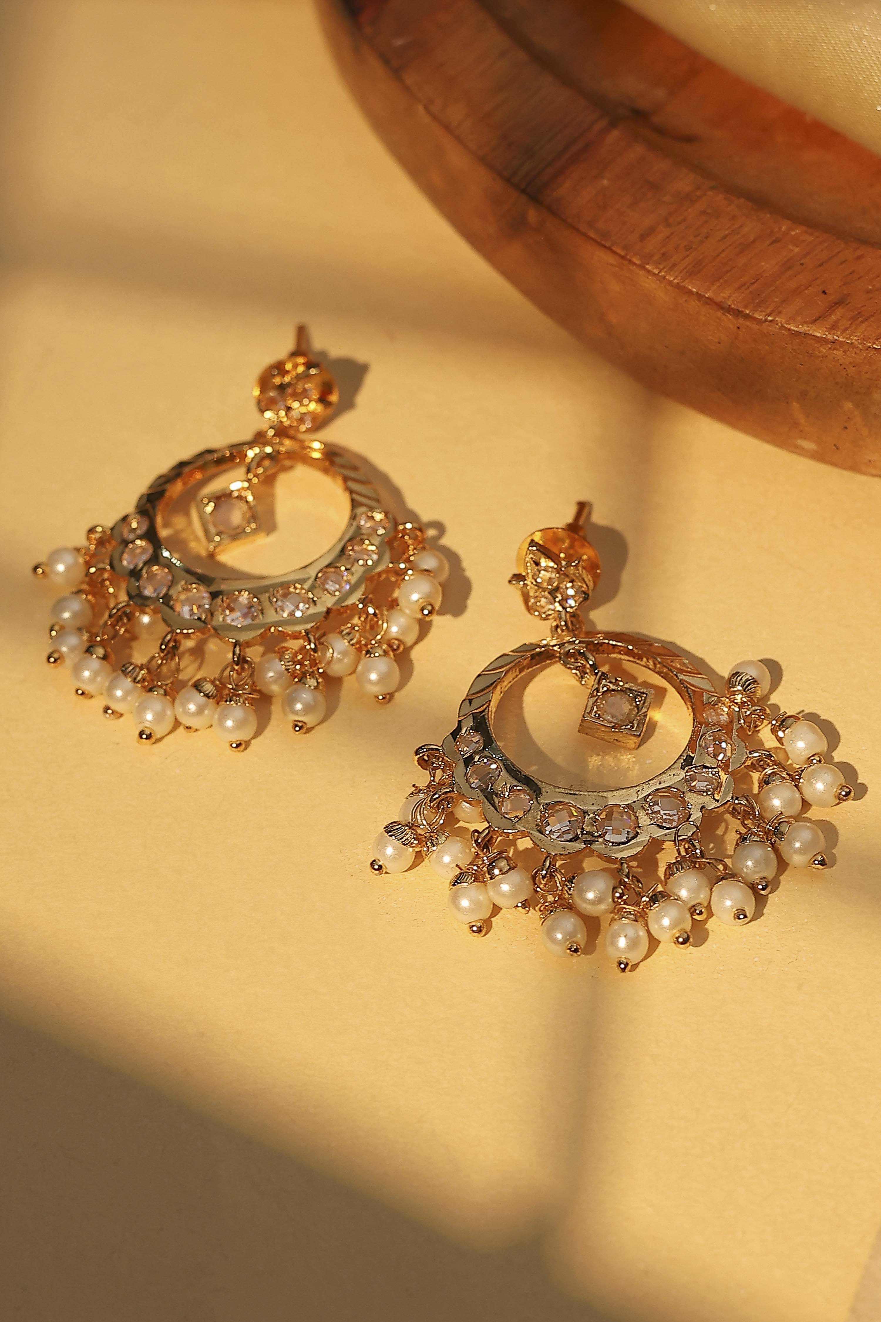 White Stone Embellished Earrings image number 0