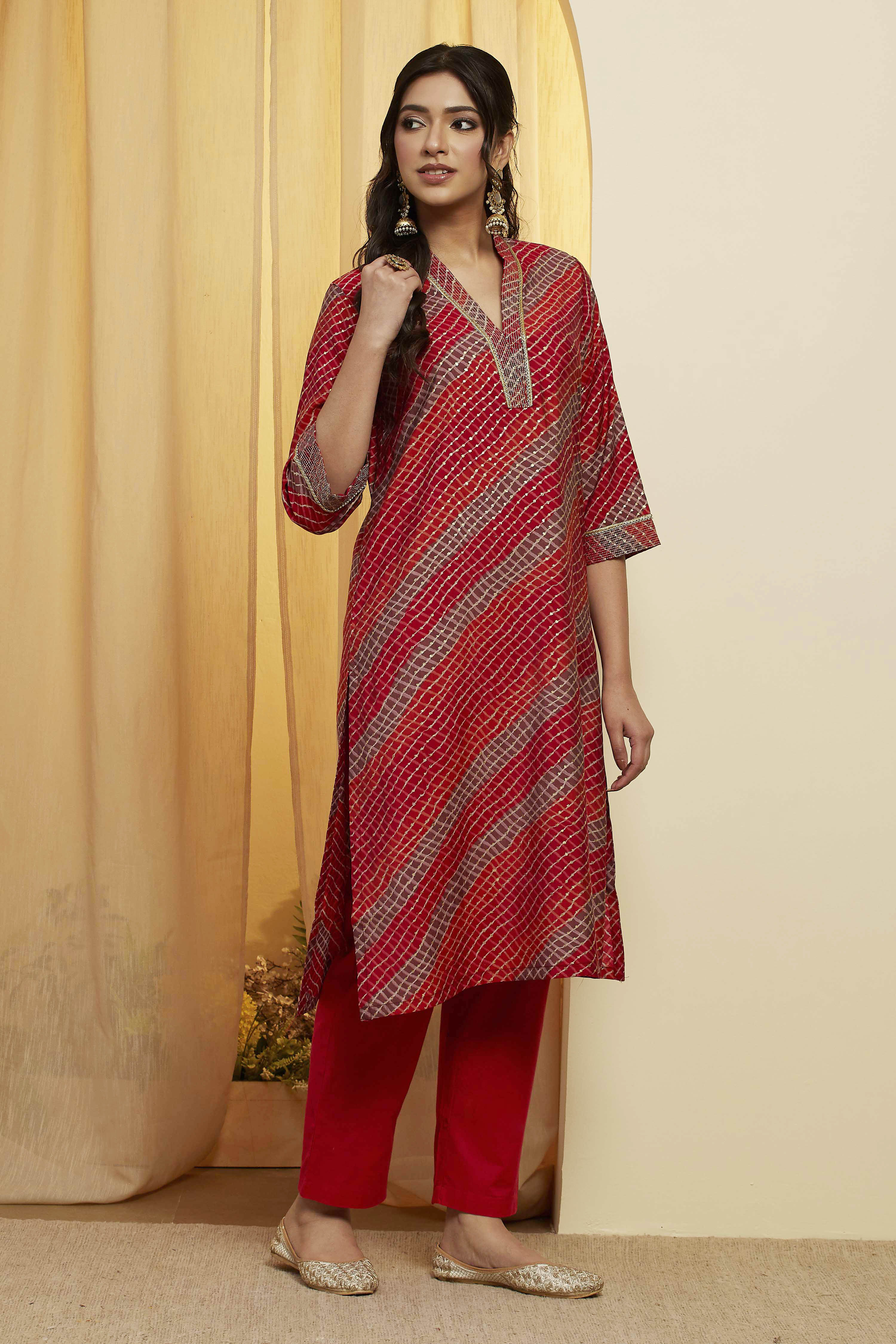 Purple Poly Viscose Straight Kurta image number 3