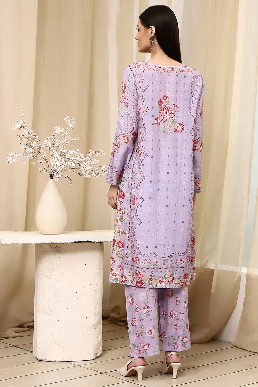 Pista Green Modal Blend Straight Suit Set image number 4