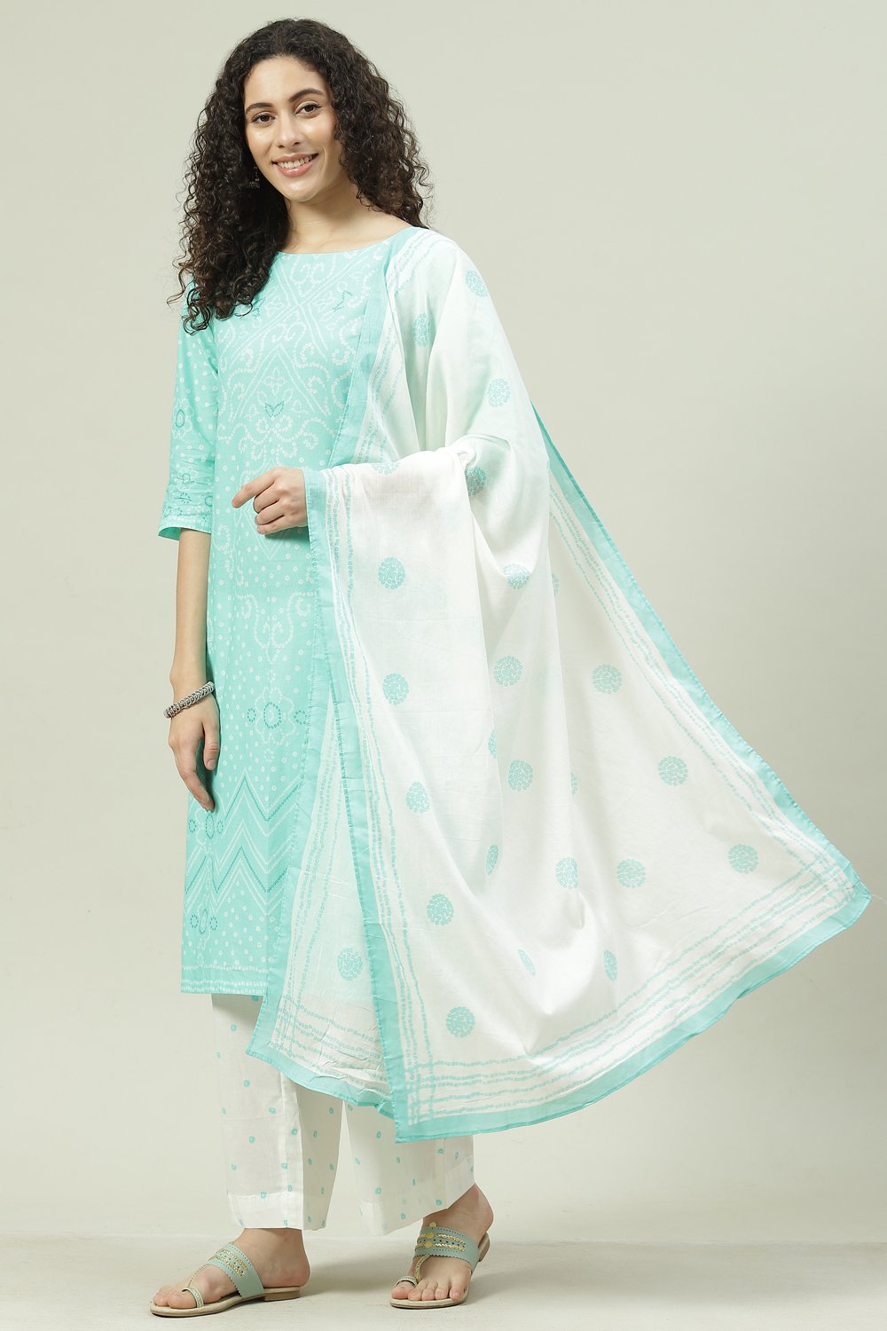 Pink Printed Cotton Straight Kurta Palazzo Suit Set image number 5